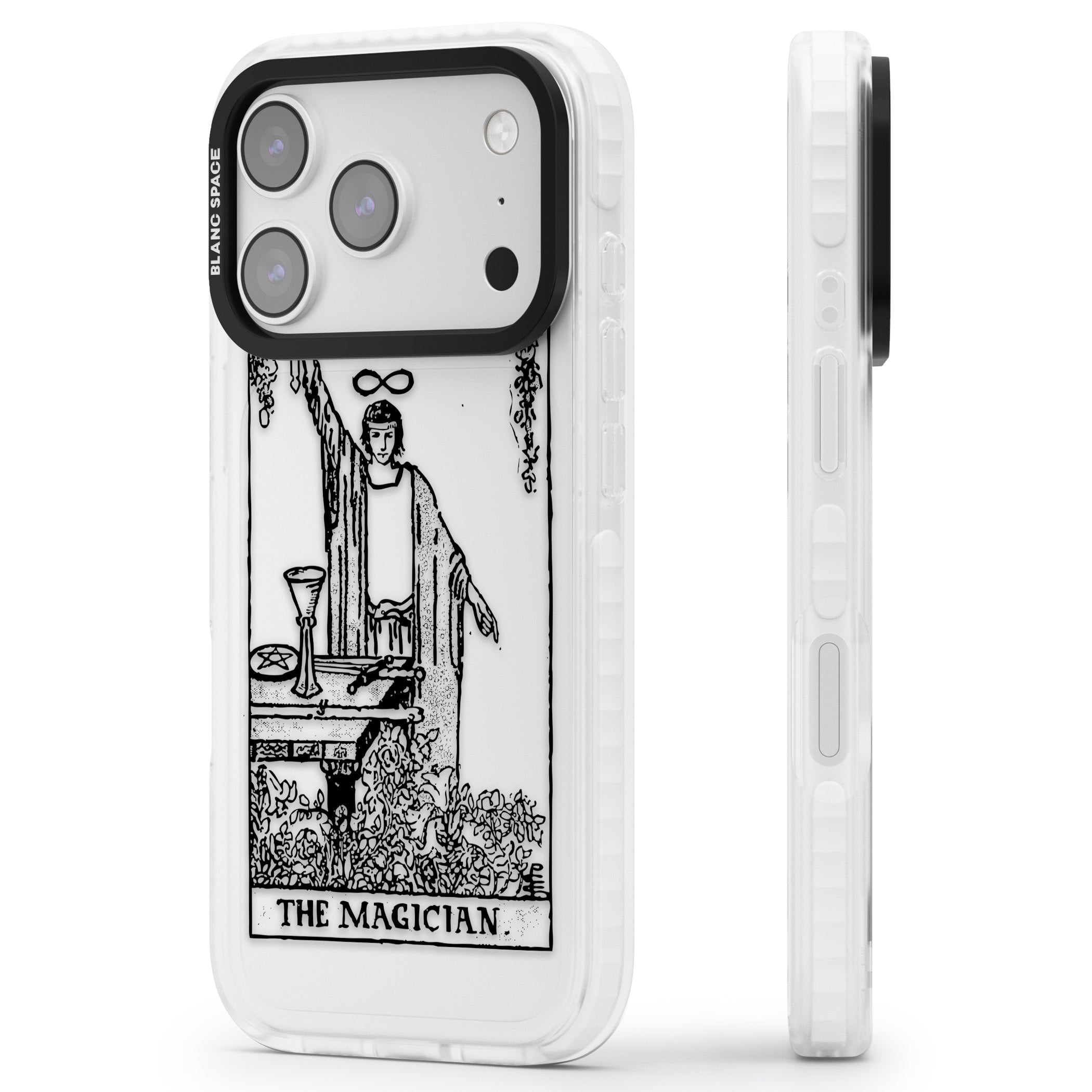 Personalised The Magician Tarot Transparent iPhone 17 Pro Max Impact Clear Phone Case Side Profile