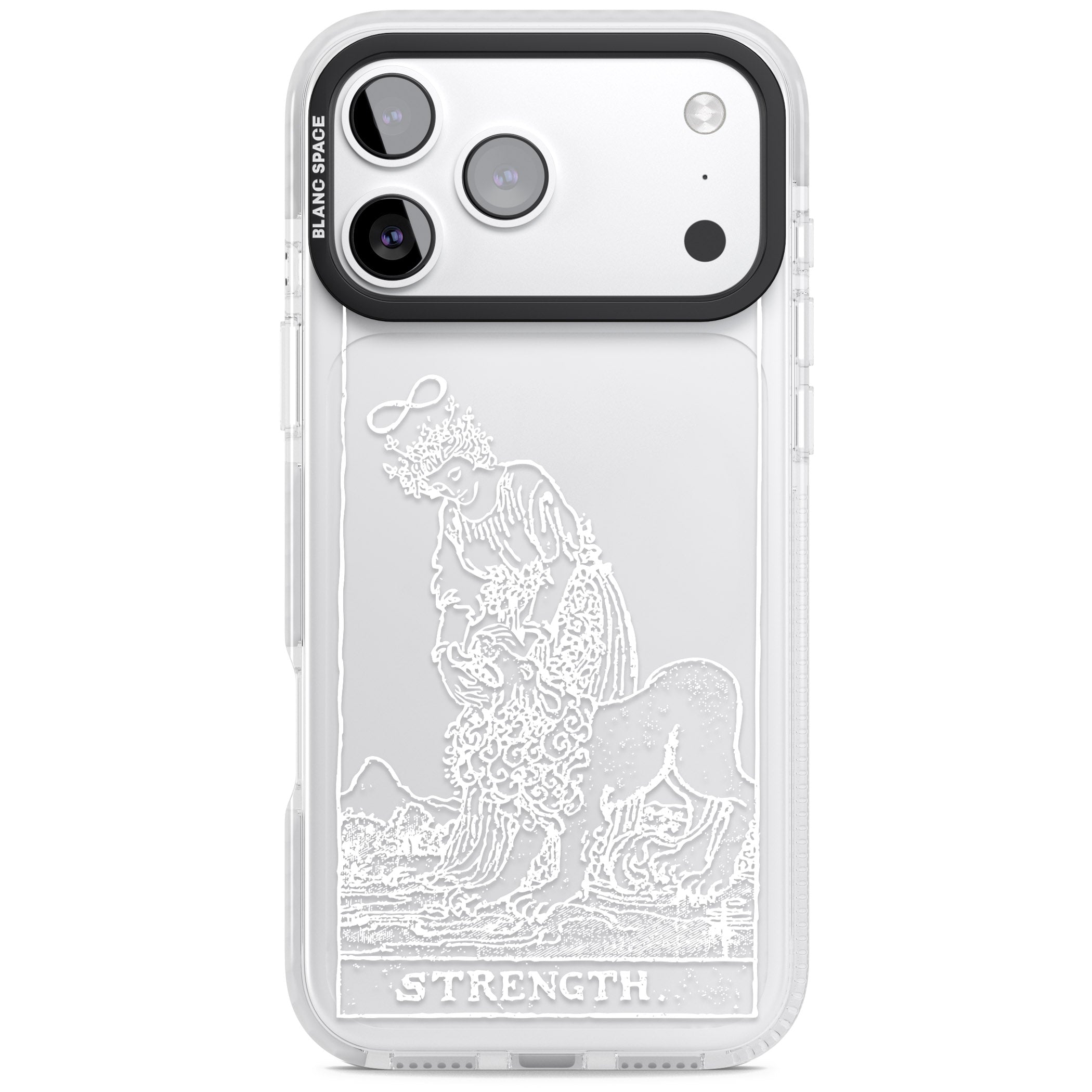 Personalised Strength Tarot Card (White) iPhone 17 Pro Max Impact Clear Phone Case