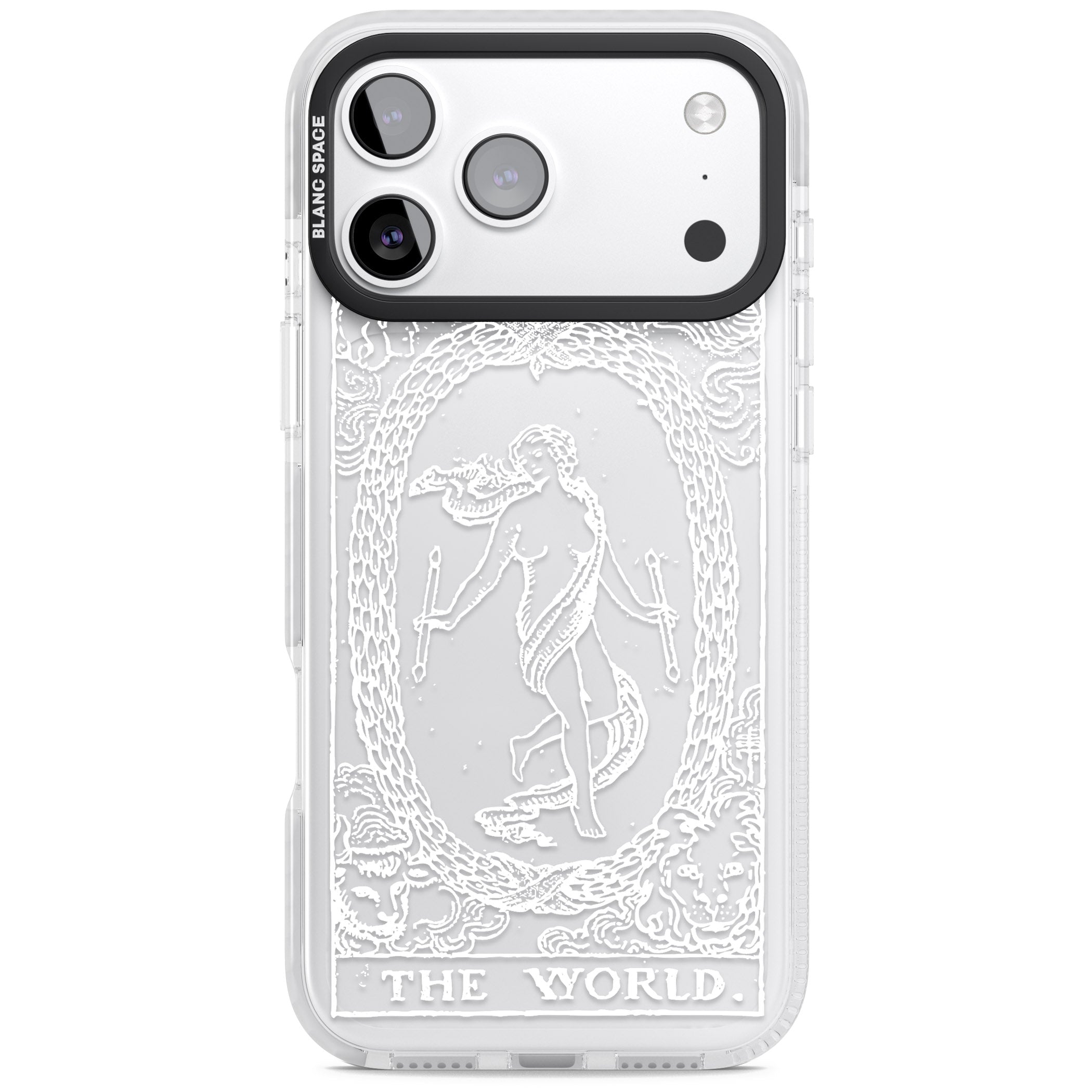 Personalised The World Tarot Card (White) iPhone 17 Pro Max Impact Clear Phone Case