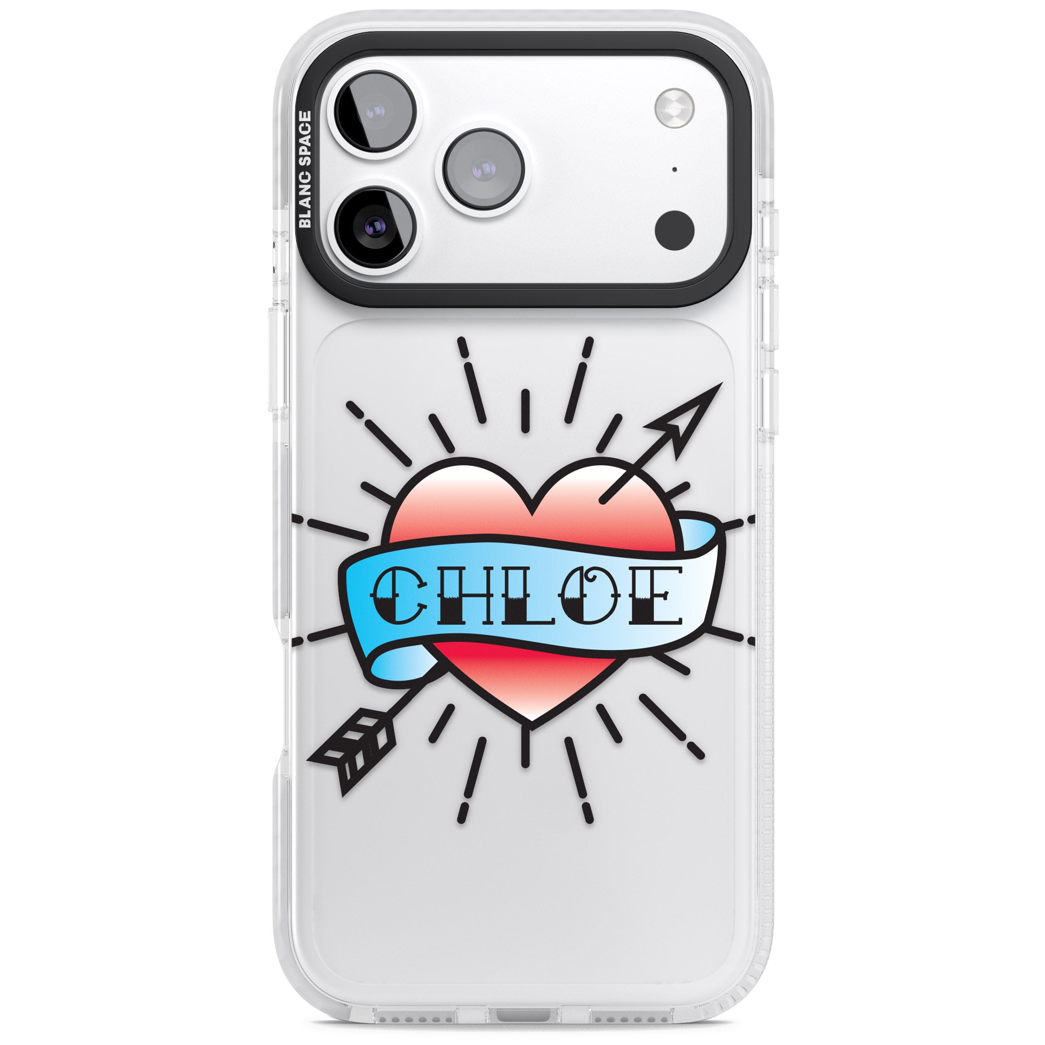 Personalised Heart Tattoo iPhone 17 Pro Max Impact Clear Phone Case