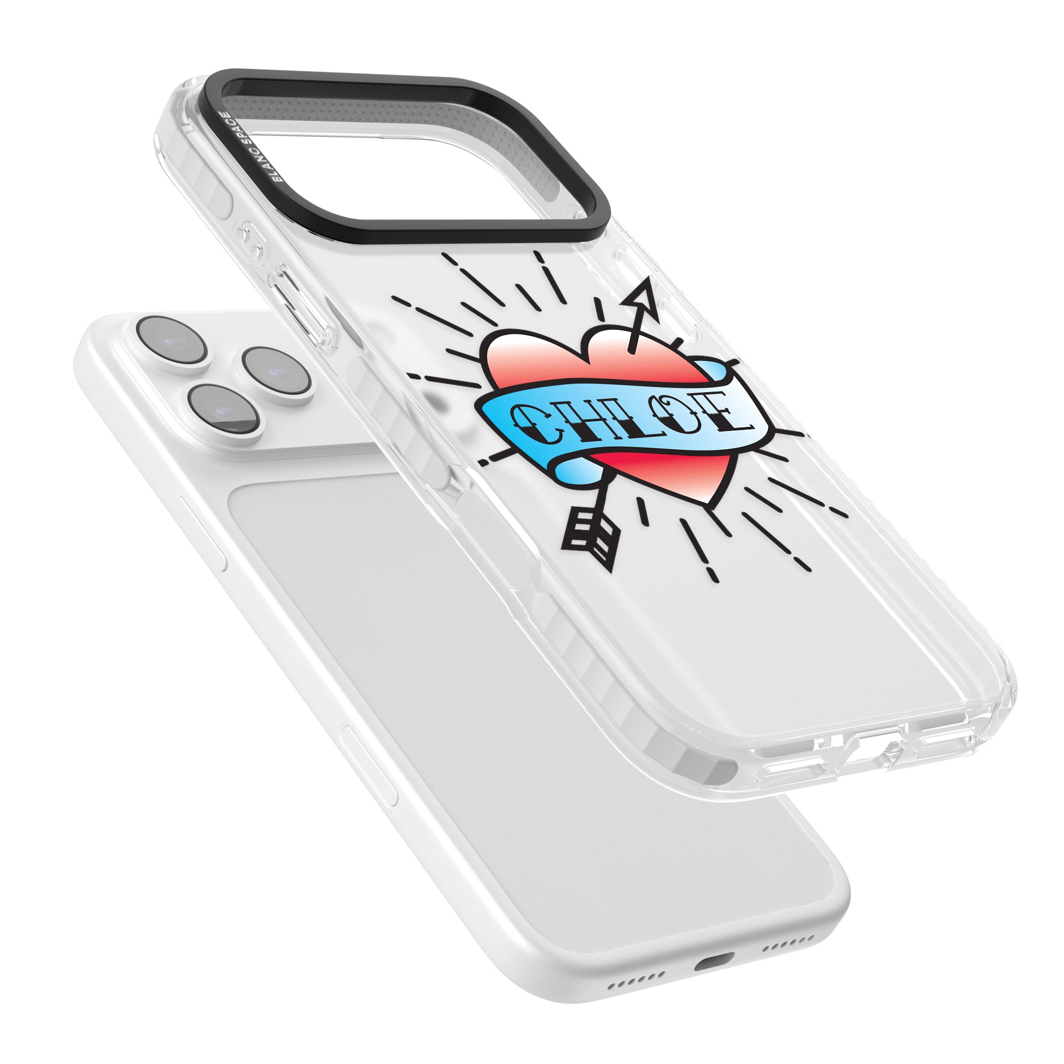 Personalised Heart Tattoo iPhone 17 Pro Max Impact Clear Phone Case Colours