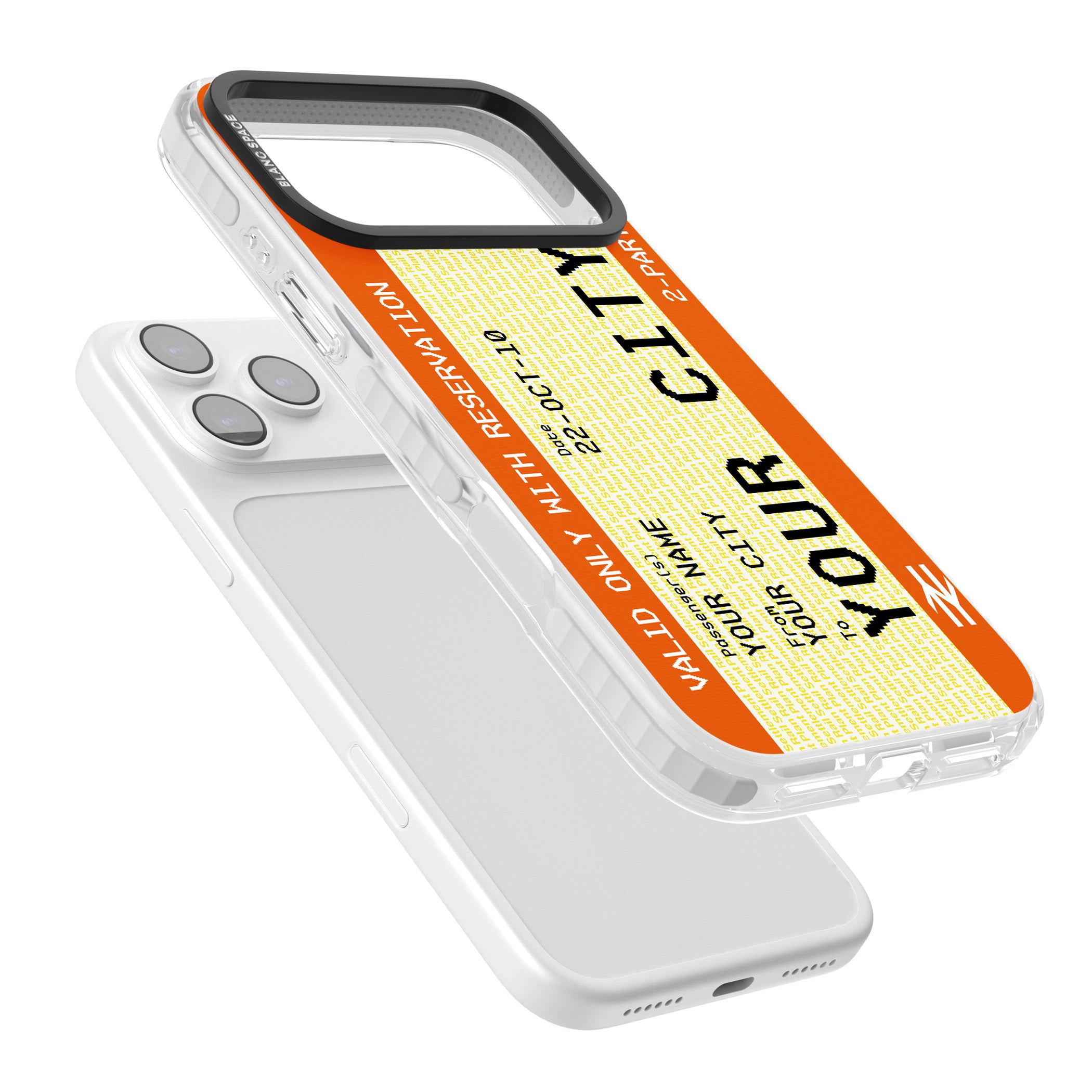Personalised Create Your Own Train Ticket iPhone 17 Pro Max Impact Clear Phone Case Colours