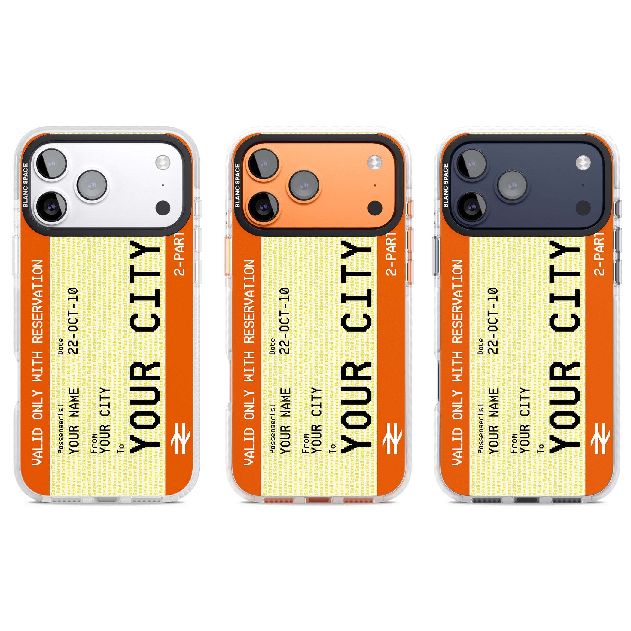 Personalised Create Your Own Train Ticket iPhone 17 Pro Impact Clear Phone Case APT Impact Protection