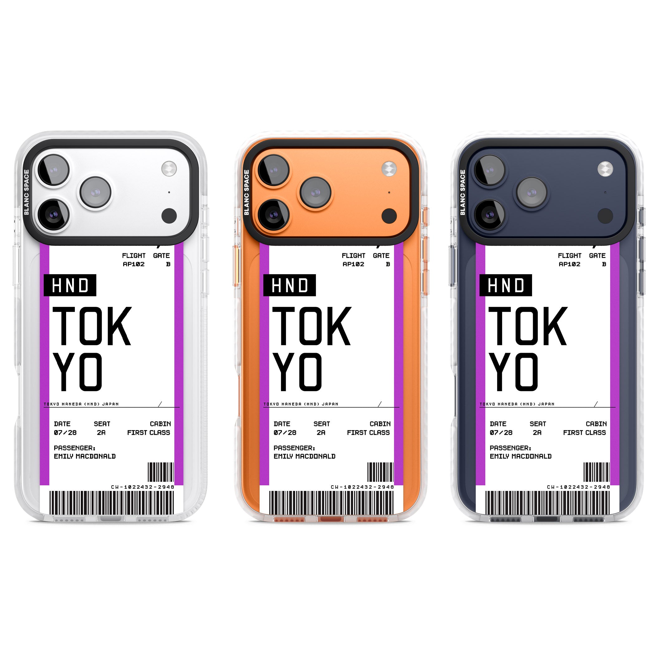 Personalised Tokyo Boarding Pass iPhone 17 Pro Impact Clear Phone Case APT Impact Protection