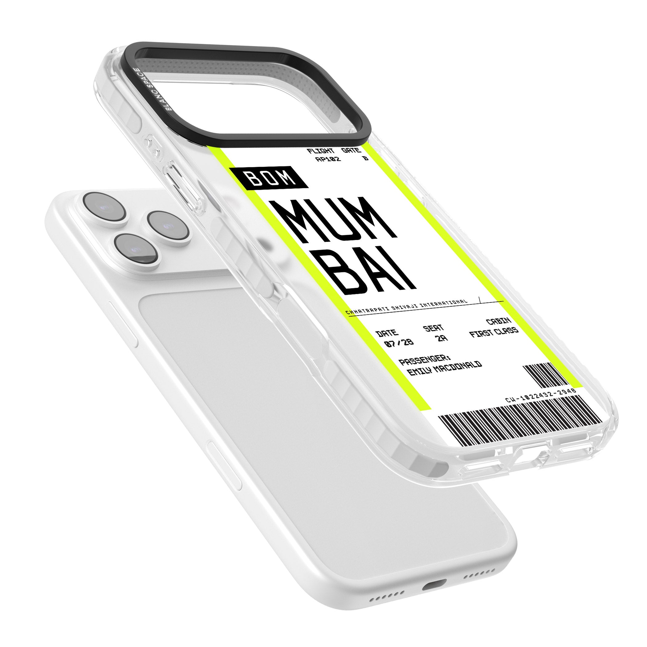 Personalised Mumbai Boarding Pass iPhone 17 Pro Max Impact Clear Phone Case Colours