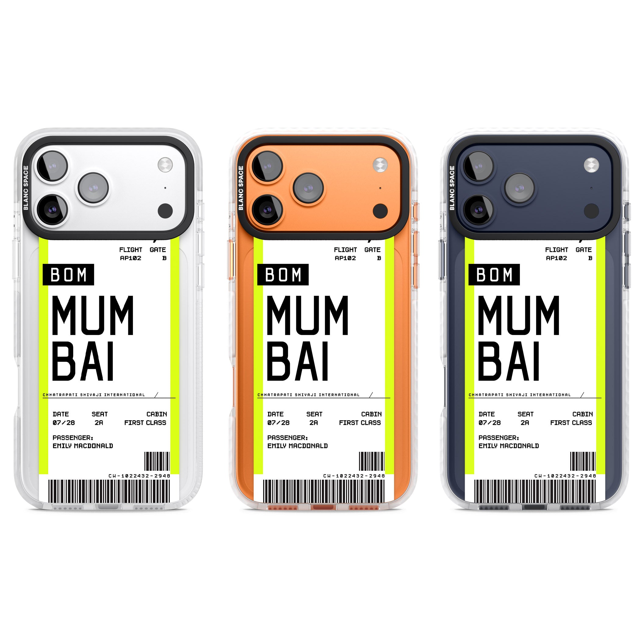 Personalised Mumbai Boarding Pass iPhone 17 Pro Impact Clear Phone Case APT Impact Protection