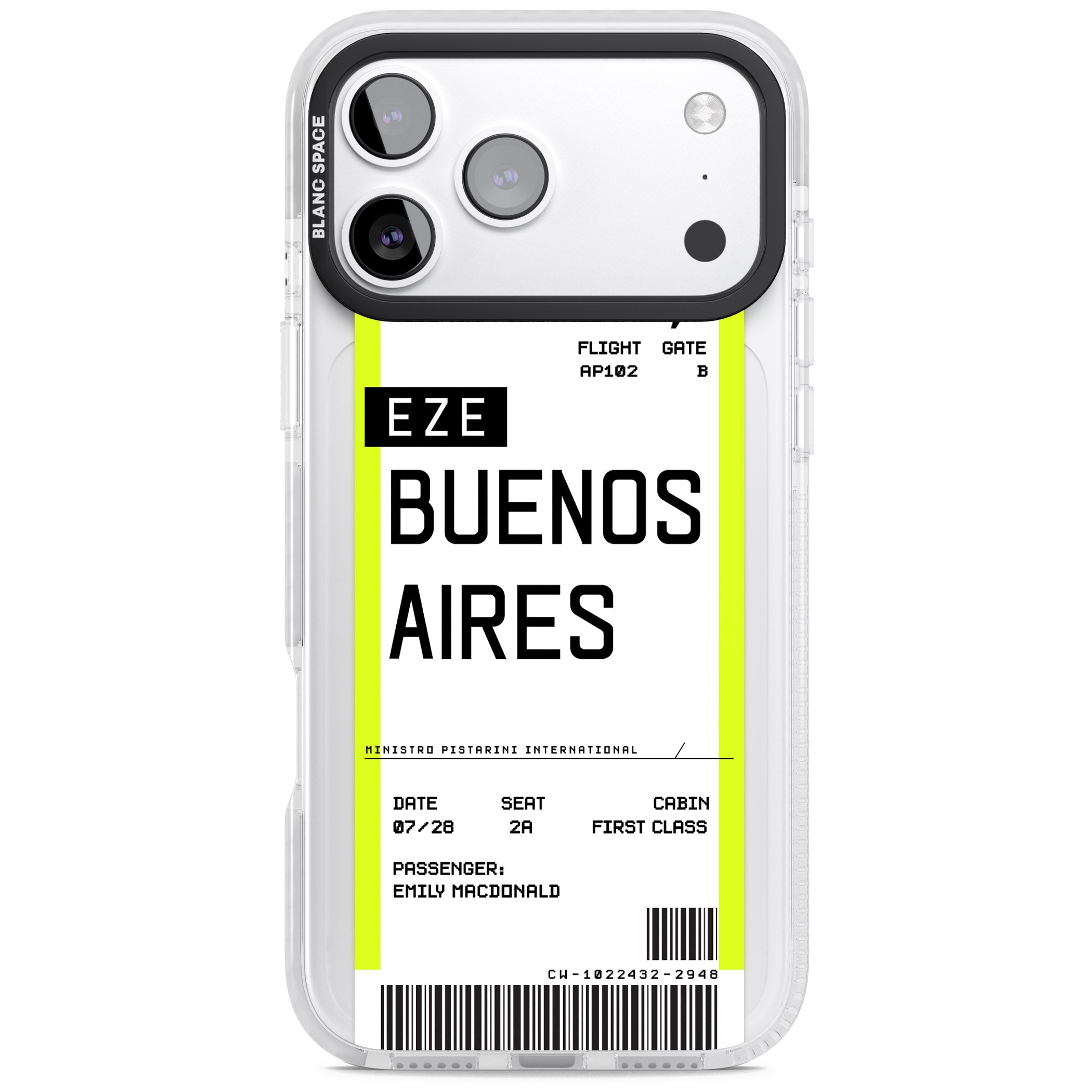 Personalised Buenos Aires Boarding Pass iPhone 17 Pro Max Impact Clear Phone Case