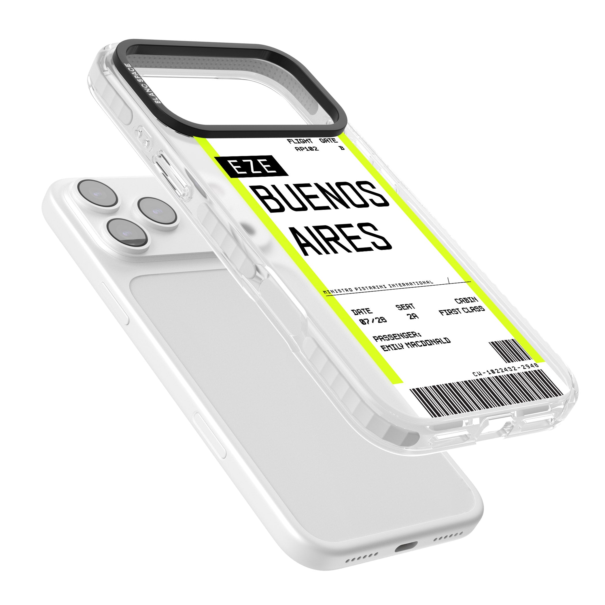Personalised Buenos Aires Boarding Pass iPhone 17 Pro Max Impact Clear Phone Case Colours