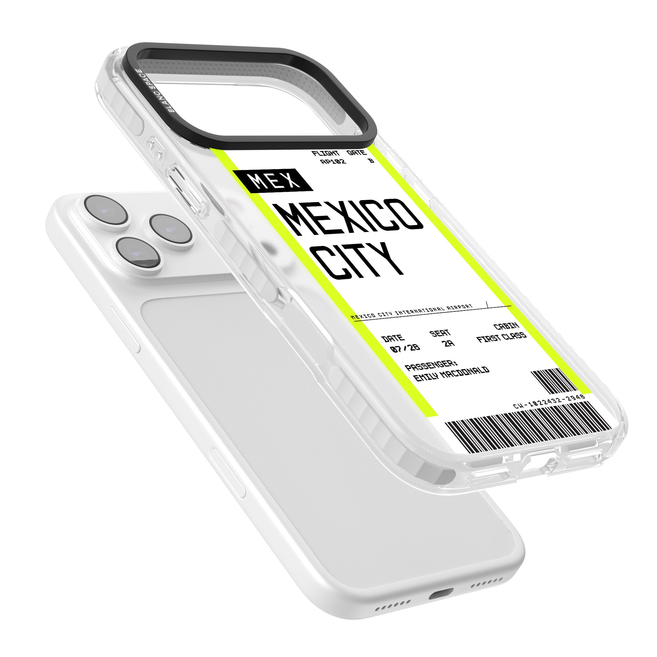 Personalised Mexico City Boarding Pass iPhone 17 Pro Max Impact Clear Phone Case Colours