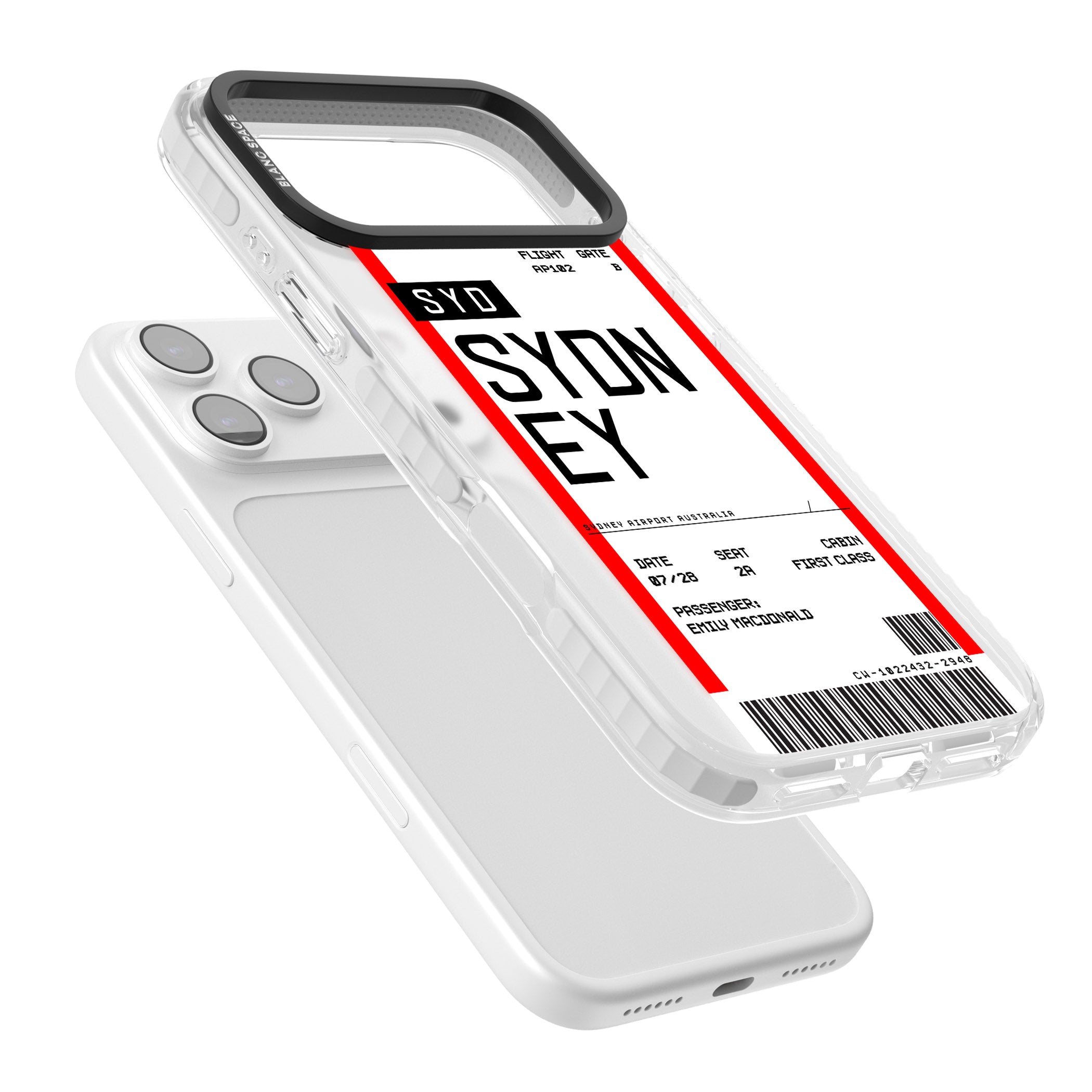 Personalised Sydney Boarding Pass iPhone 17 Pro Max Impact Clear Phone Case Colours