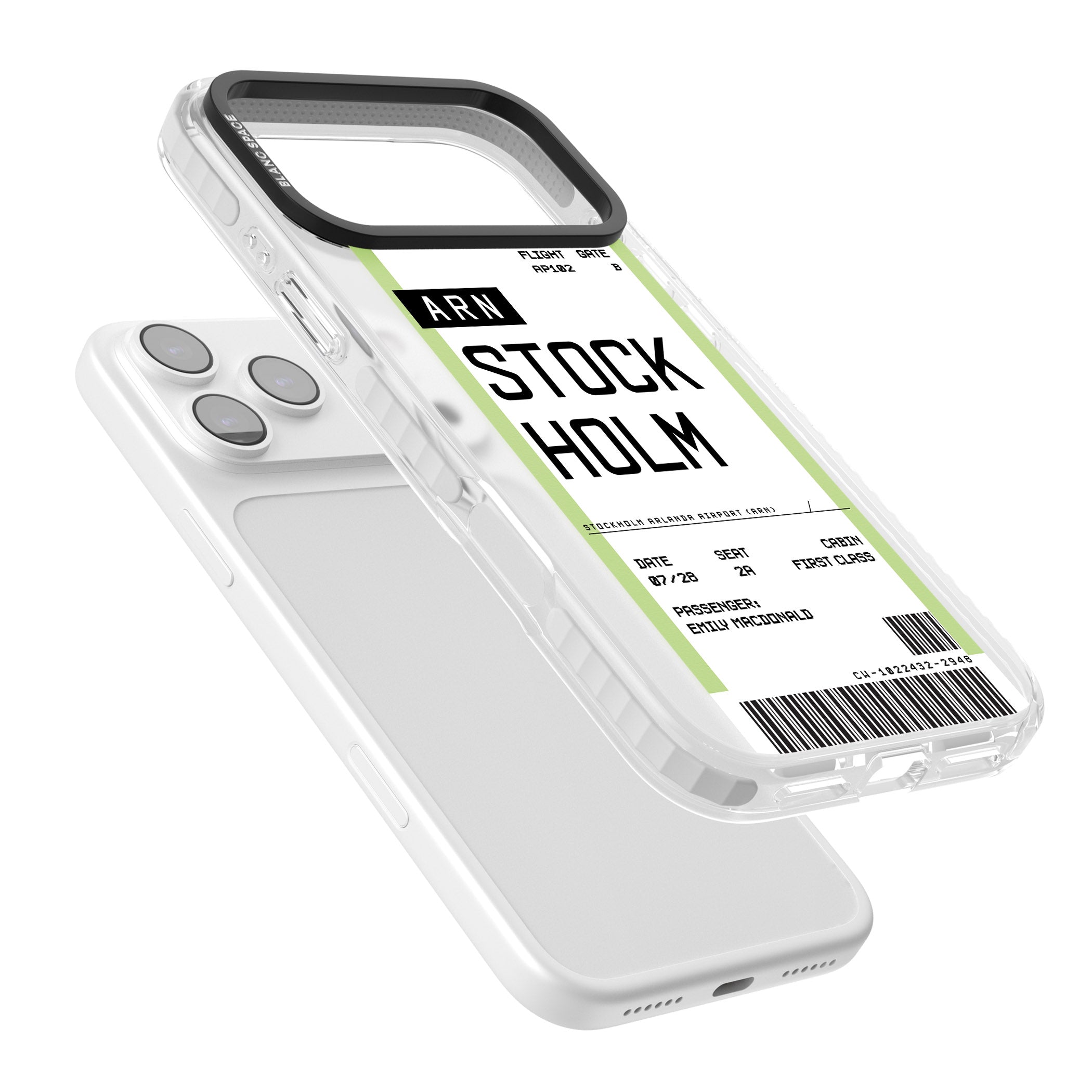 Personalised Stockholm Boarding Pass iPhone 17 Pro Max Impact Clear Phone Case Colours