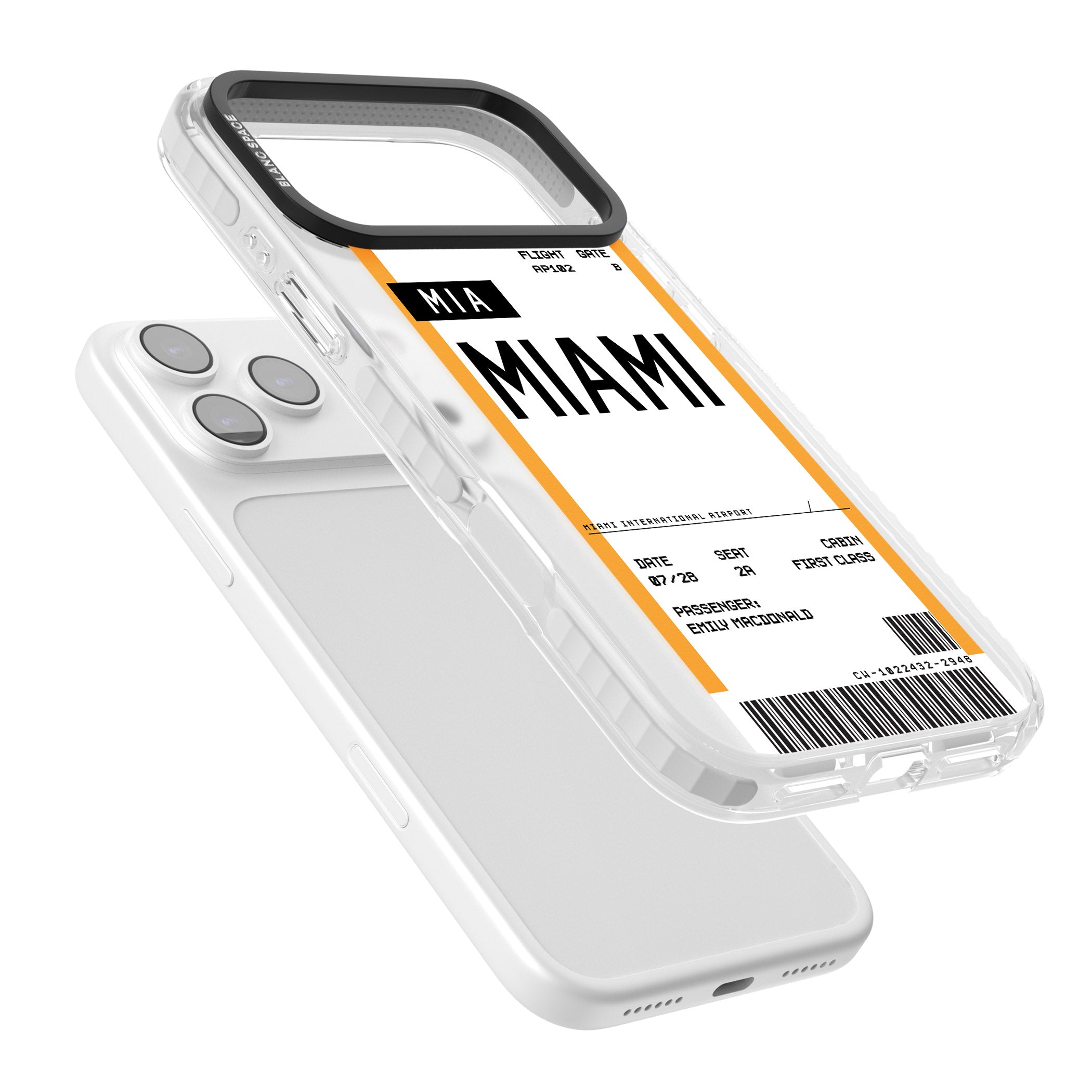 Personalised Miami Boarding Pass iPhone 17 Pro Max Impact Clear Phone Case Colours