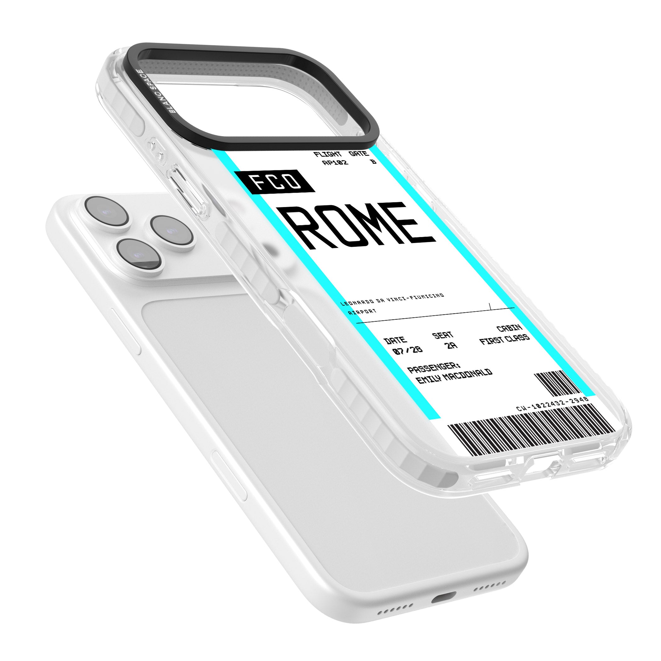 Personalised Rome Boarding Pass iPhone 17 Pro Max Impact Clear Phone Case Colours