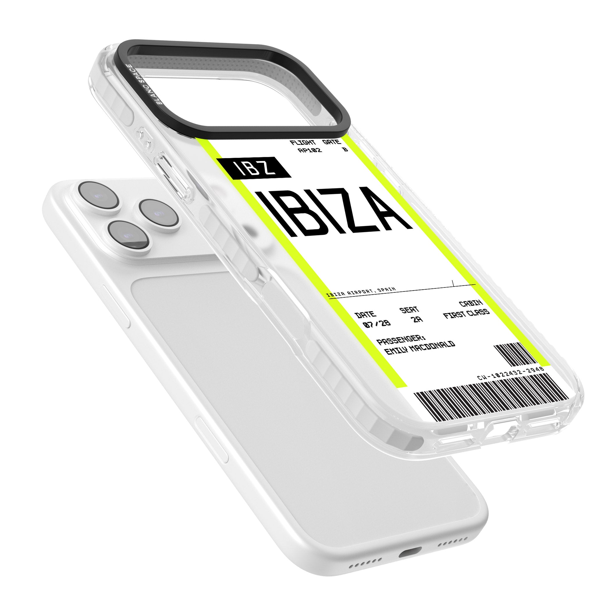 Personalised Ibiza Boarding Pass iPhone 17 Pro Max Impact Clear Phone Case Colours