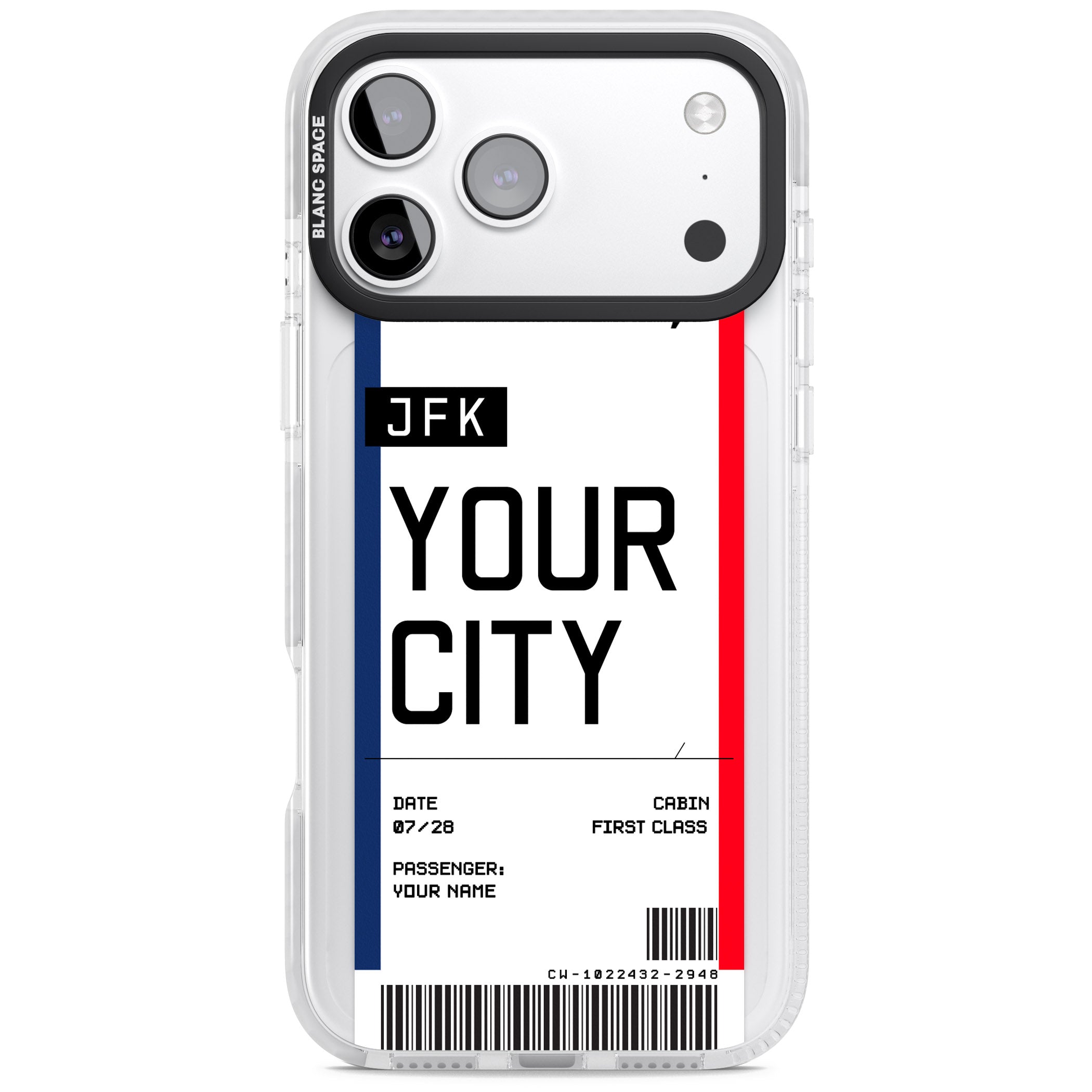 Personalised Create Your Own Boarding Pass Ticket iPhone 17 Pro Max Impact Clear Phone Case