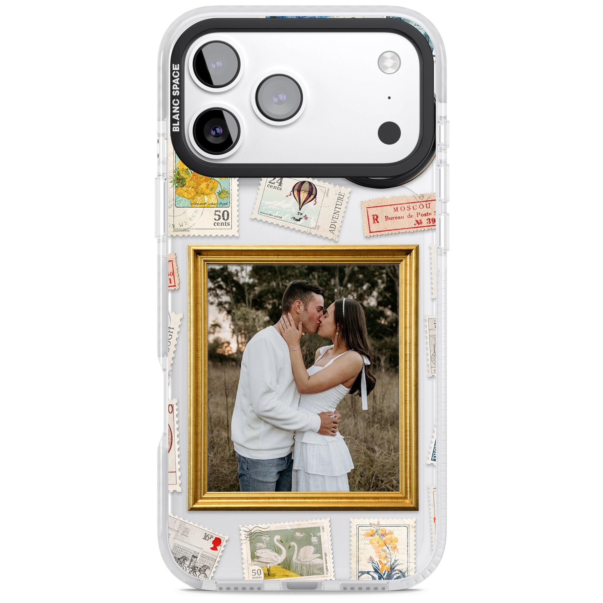 Personalised Vintage Photo Frame Collage iPhone 17 Pro Max Impact Clear Phone Case