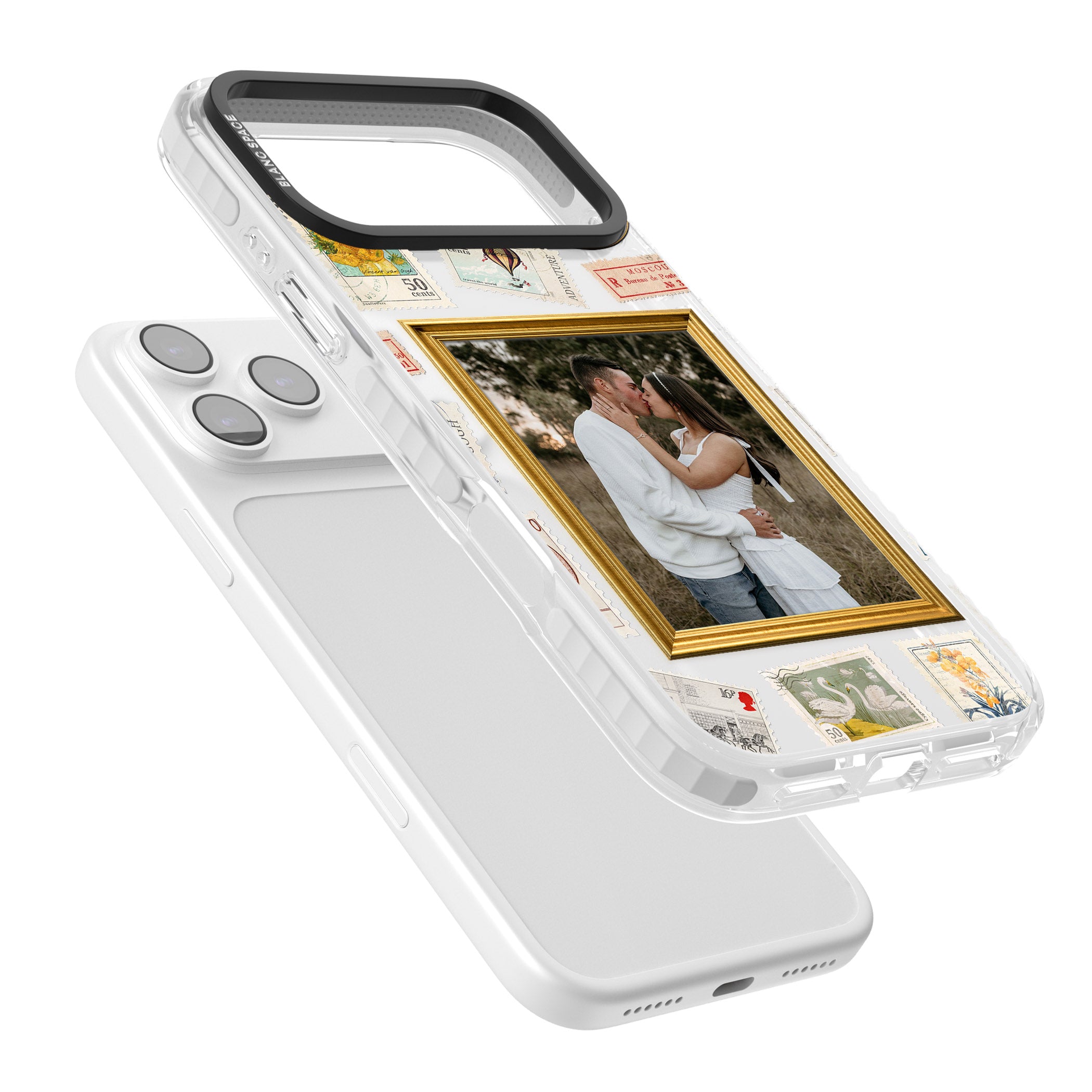 Personalised Vintage Photo Frame Collage iPhone 17 Pro Max Impact Clear Phone Case Colours