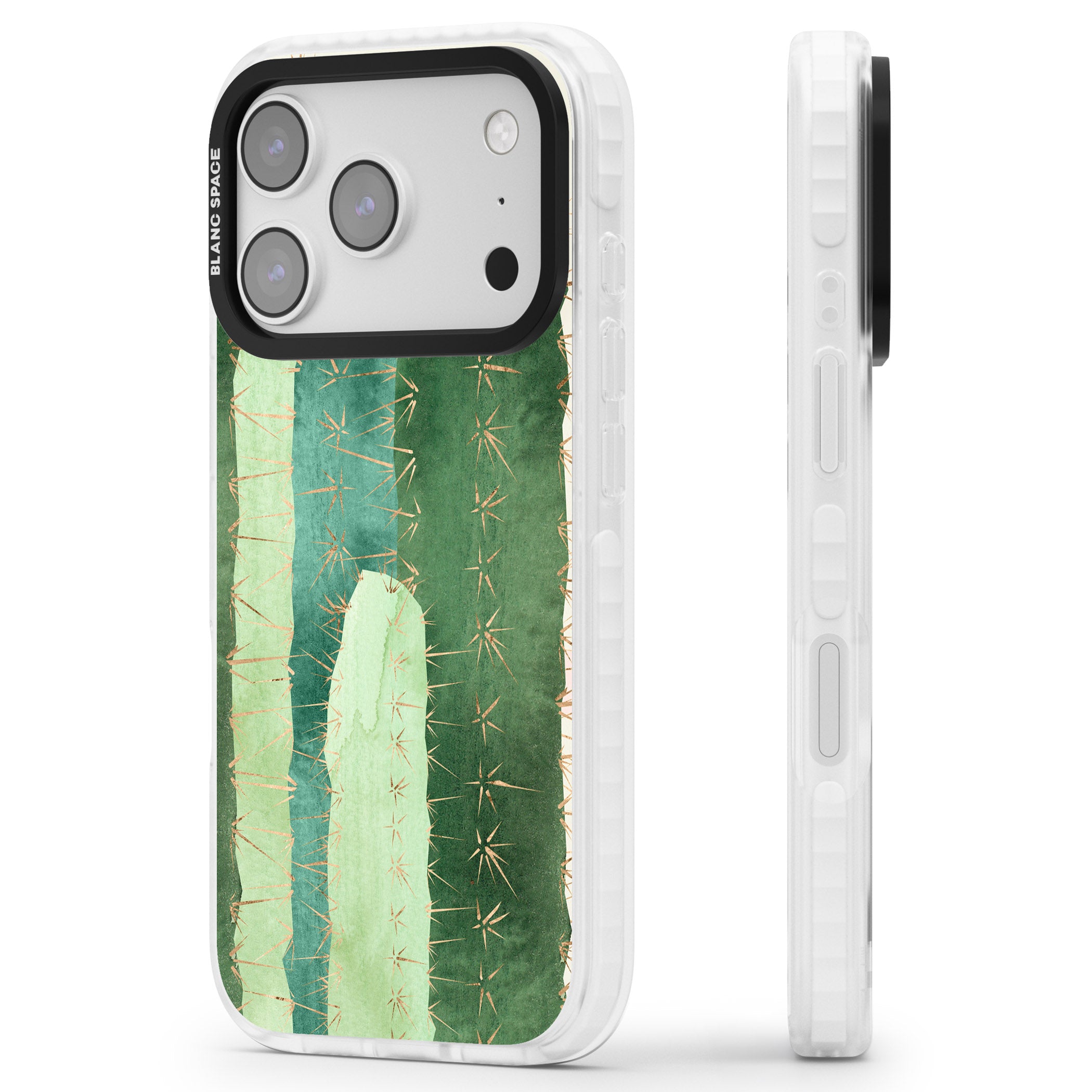 Large Cacti iPhone 17 Pro Max Impact Clear Phone Case Side Profile