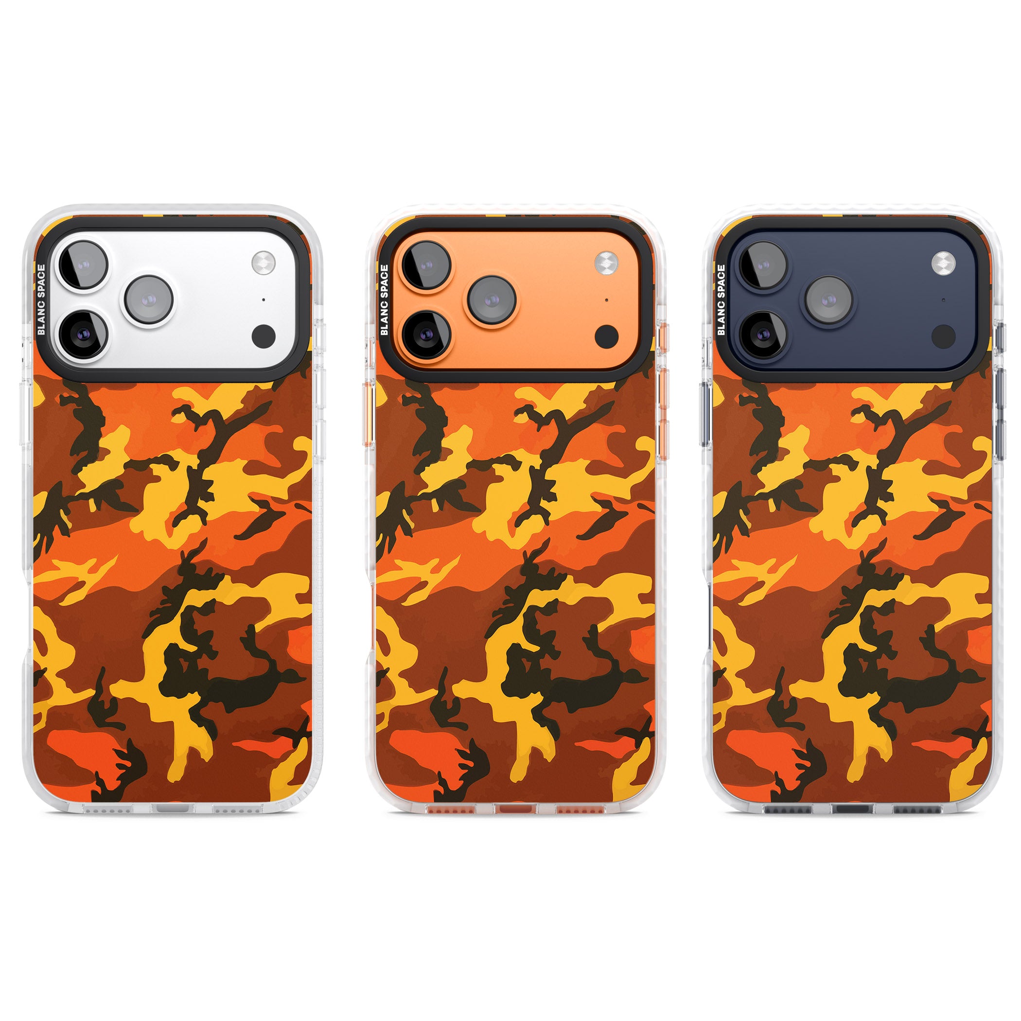 Orange Camo iPhone 17 Pro Impact Clear Phone Case APT Impact Protection