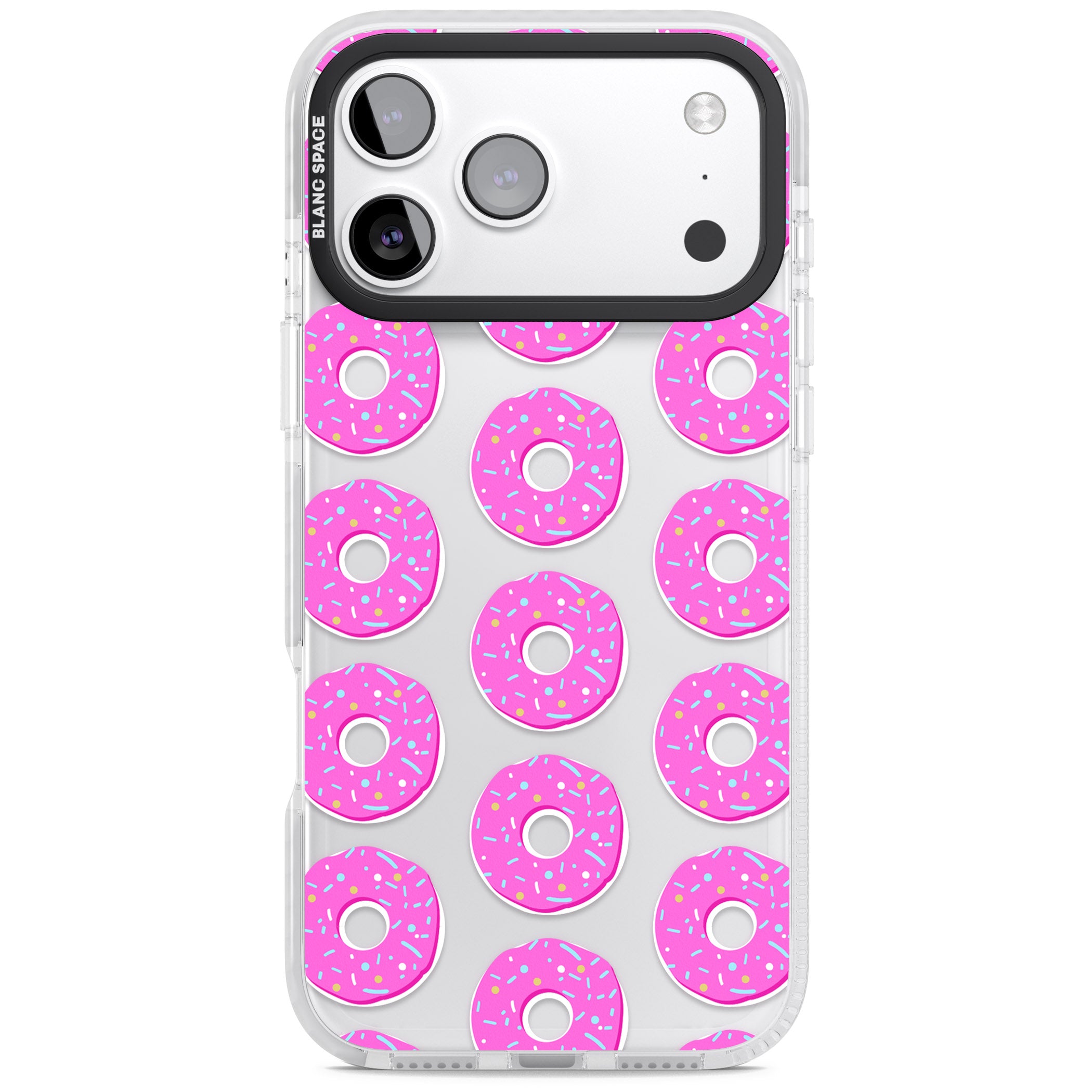 Pink Donut Pattern iPhone 17 Pro Max Impact Clear Phone Case