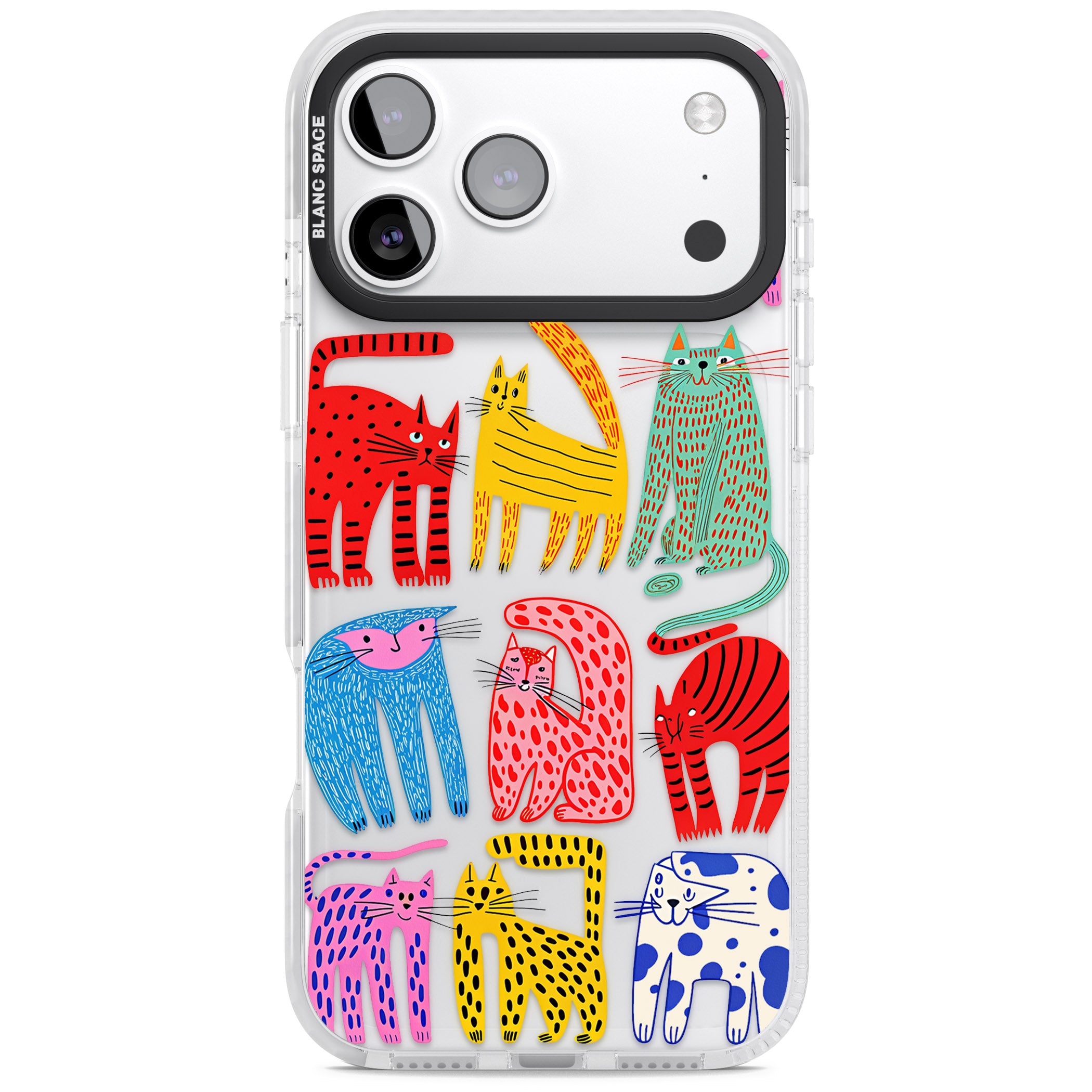 Abstract Colourful Cats iPhone 17 Pro Max Impact Clear Phone Case