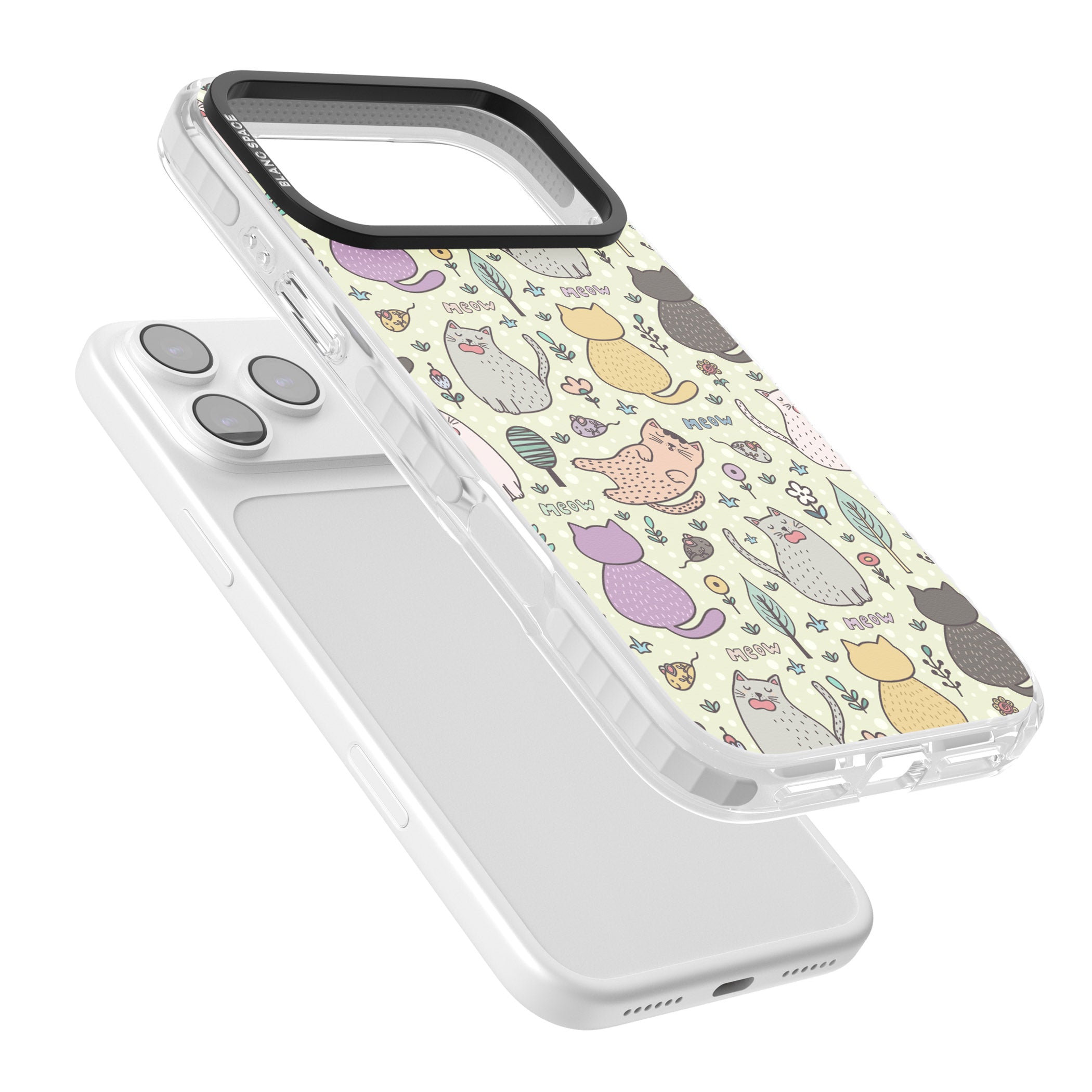 Cat Pattern Cream iPhone 17 Pro Max Impact Clear Phone Case Colours