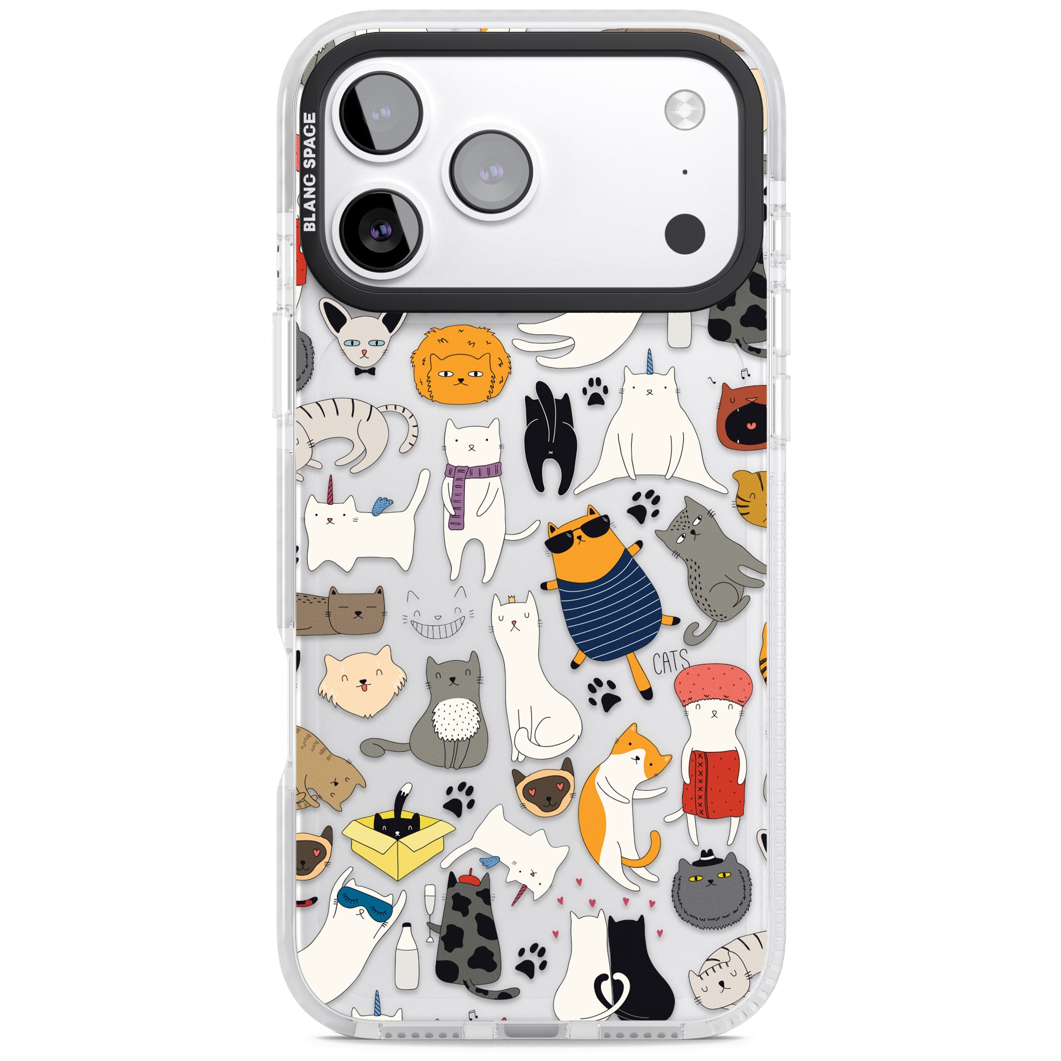 Cartoon Cat Collage iPhone 17 Pro Max Impact Clear Phone Case
