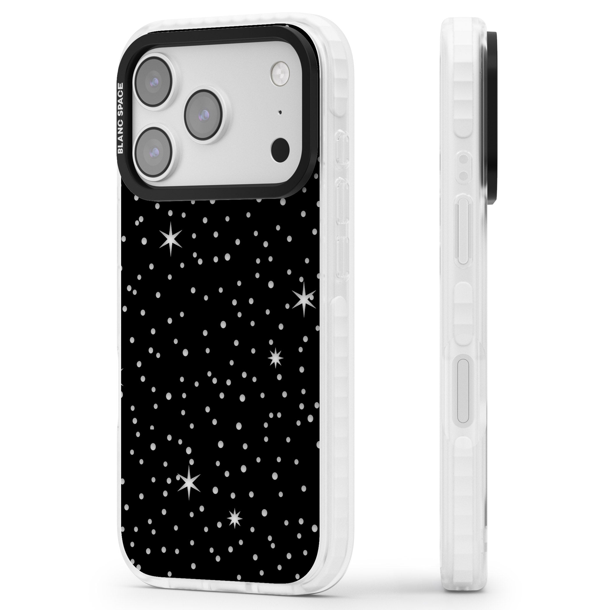 Celestial Cut Out Stars iPhone 17 Pro Max Impact Clear Phone Case Side Profile