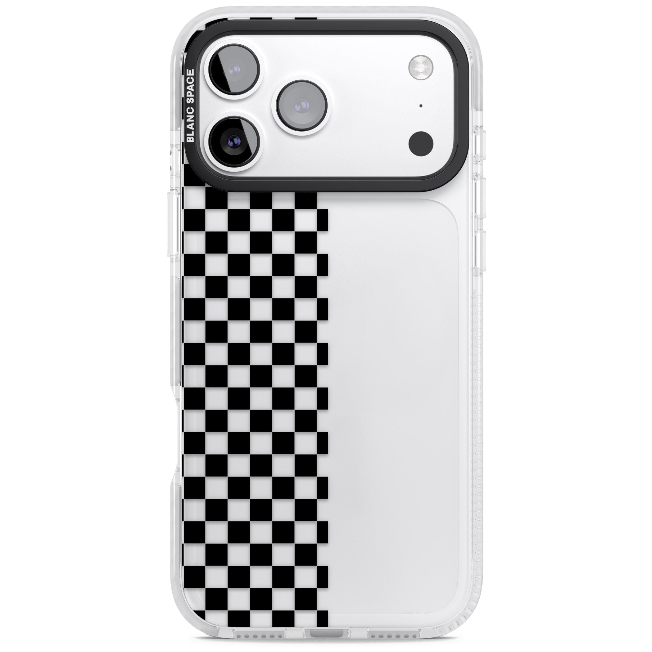 Checker: Half Black Check On Clear iPhone 17 Pro Max Impact Clear Phone Case