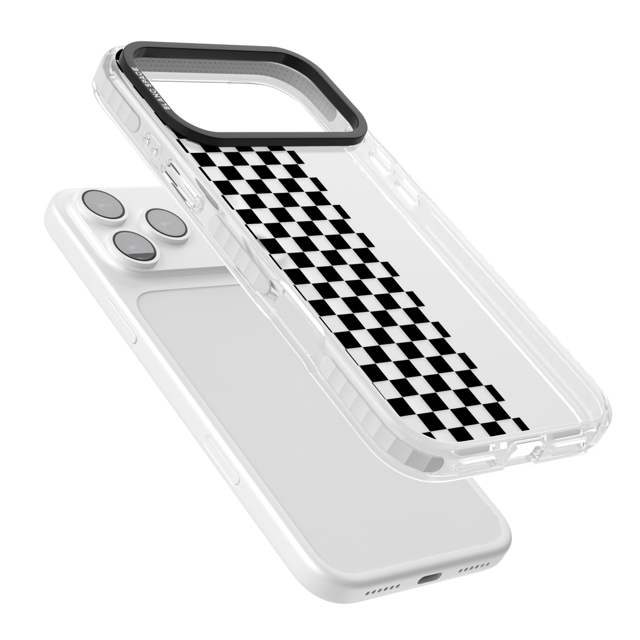 Checker: Half Black Check On Clear iPhone 17 Pro Max Impact Clear Phone Case Colours