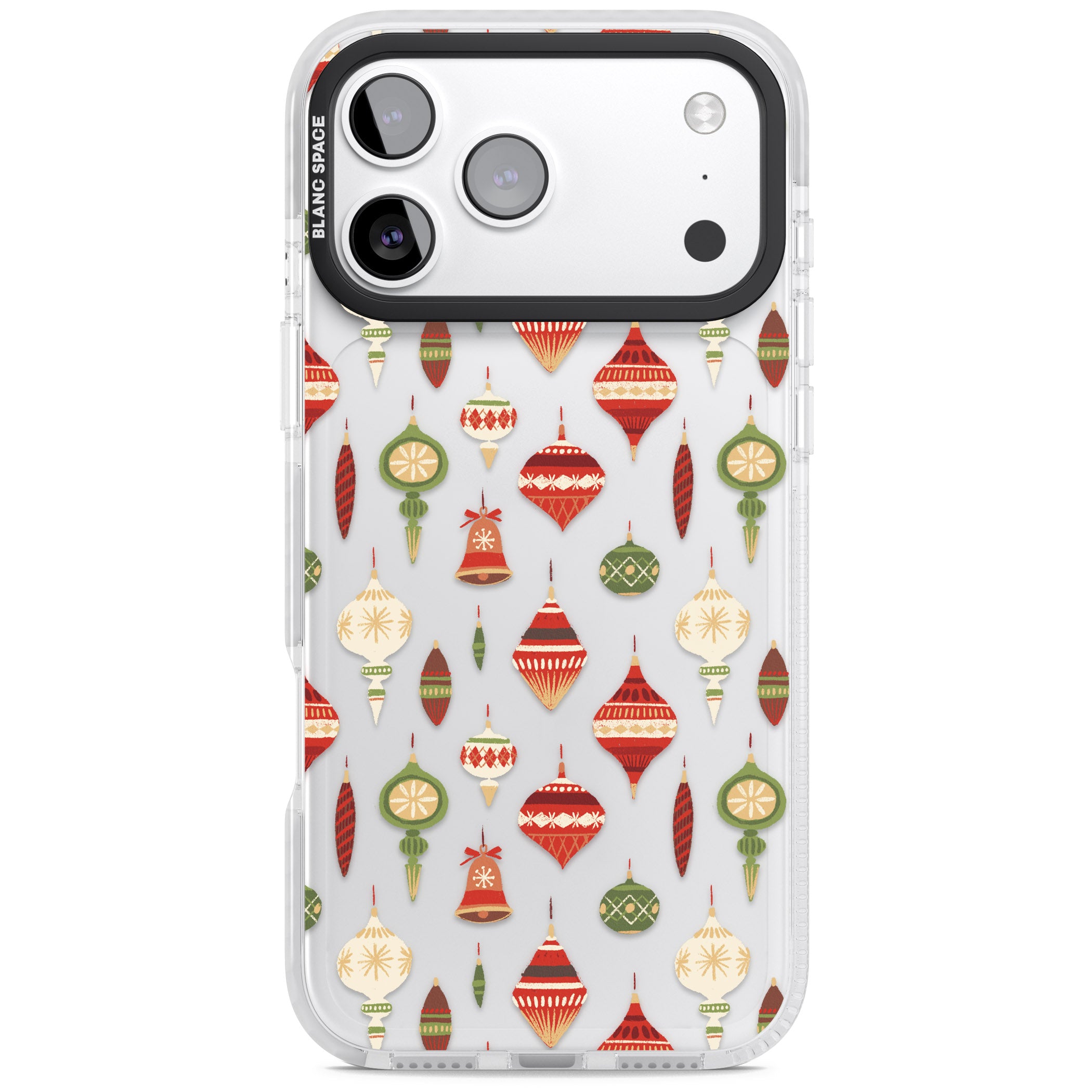 Christmas Baubles Pattern iPhone 17 Pro Max Impact Clear Phone Case