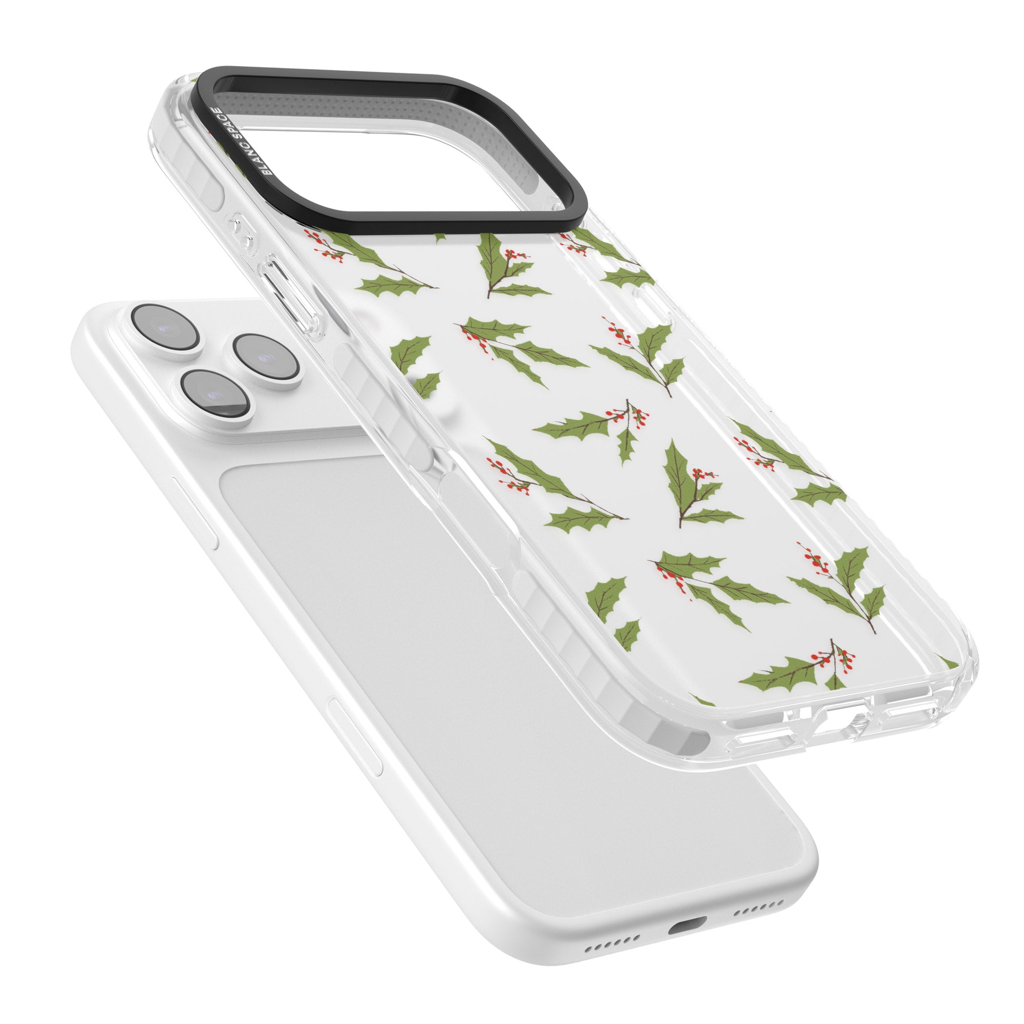 Christmas Holly Pattern iPhone 17 Pro Max Impact Clear Phone Case Colours