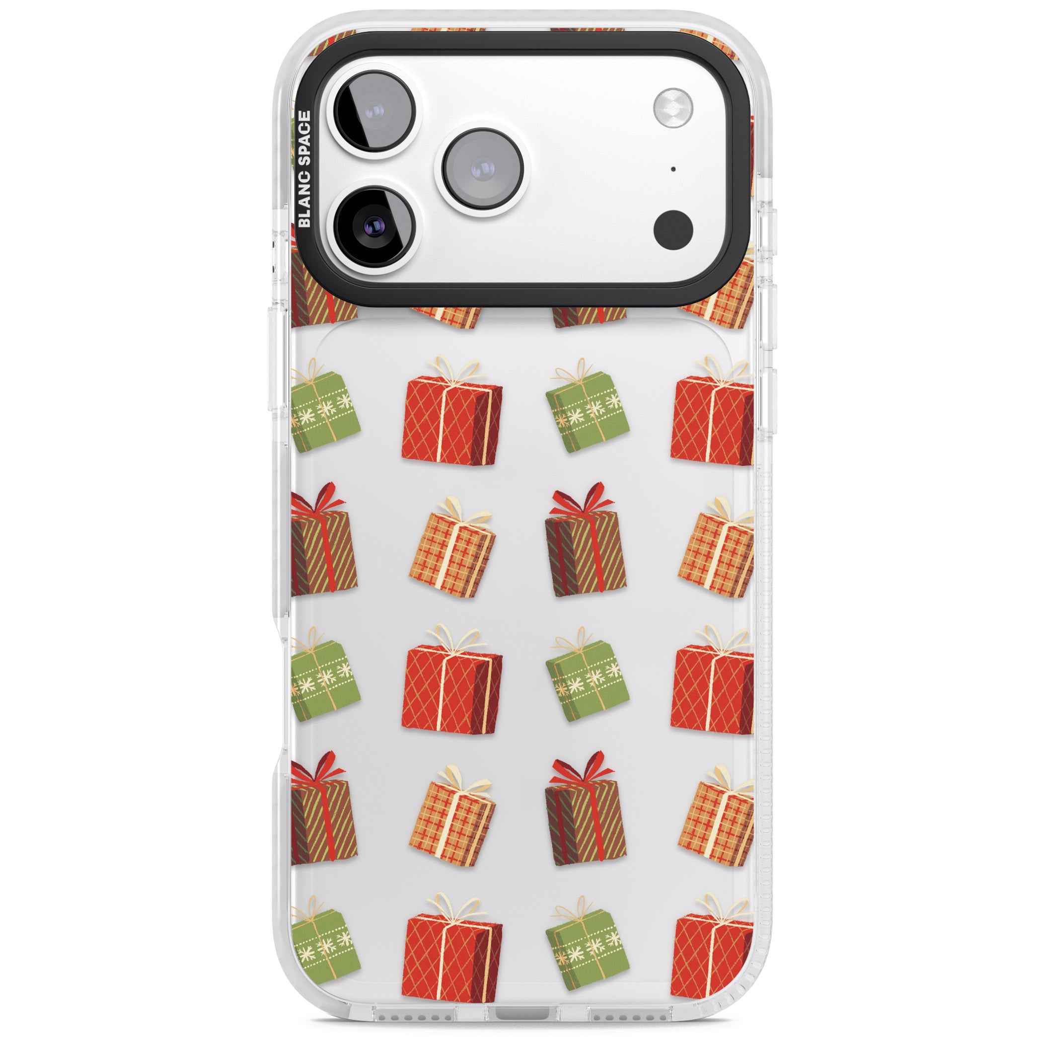 Christmas Presents Pattern iPhone 17 Pro Max Impact Clear Phone Case