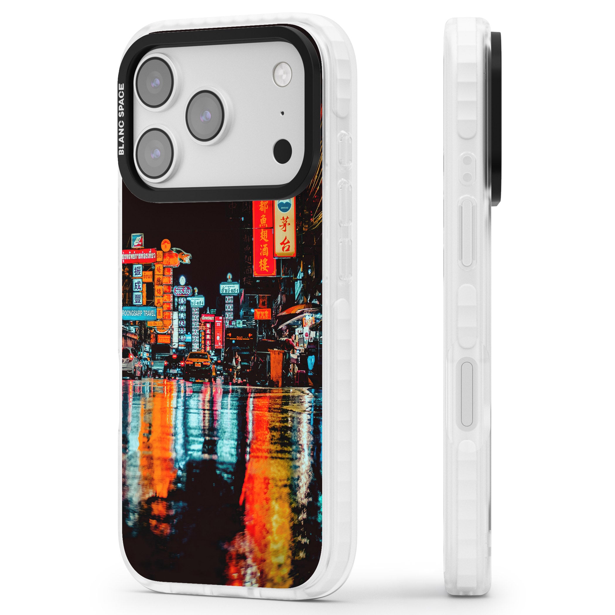 Neon City iPhone 17 Pro Max Impact Clear Phone Case Side Profile