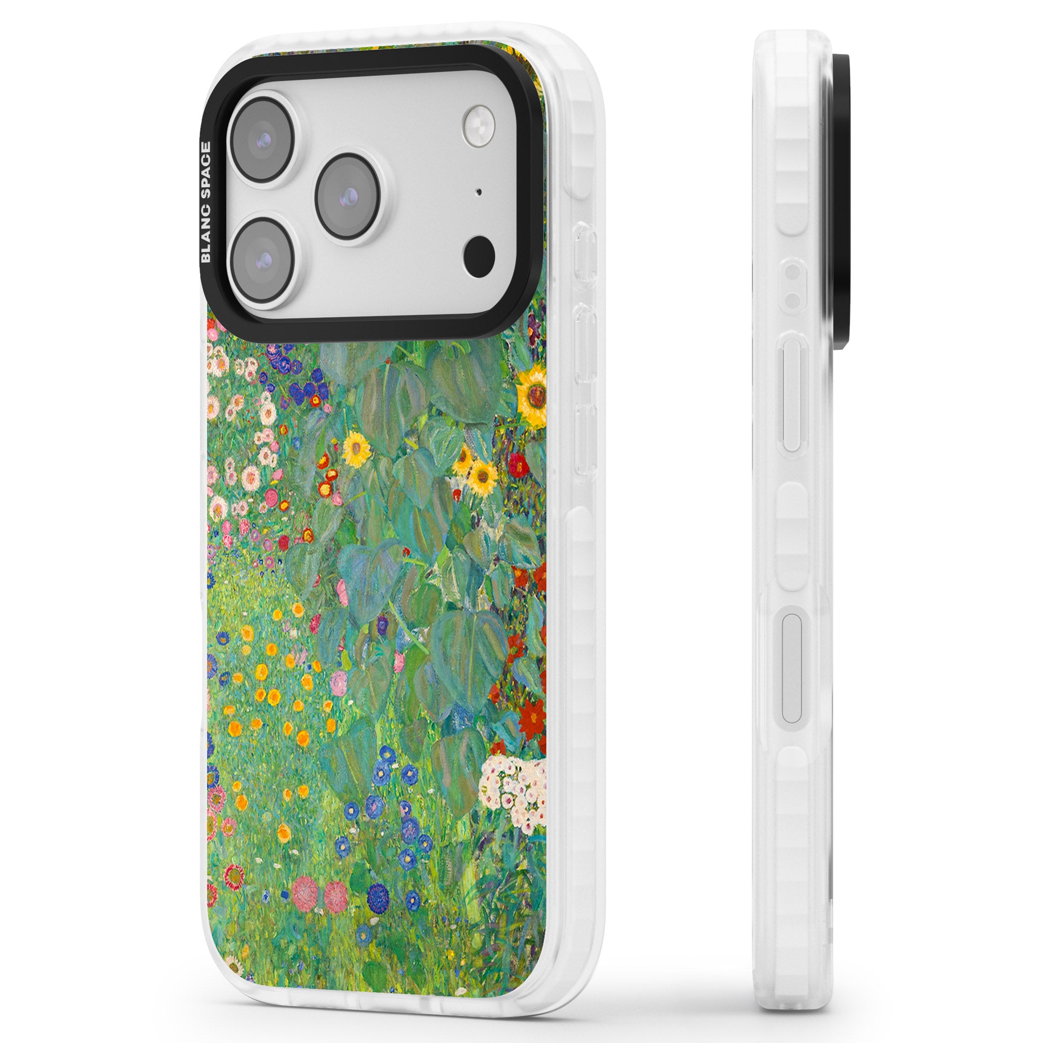 Farm Garden With Sunflowers iPhone 17 Pro Max Impact Clear Phone Case Side Profile