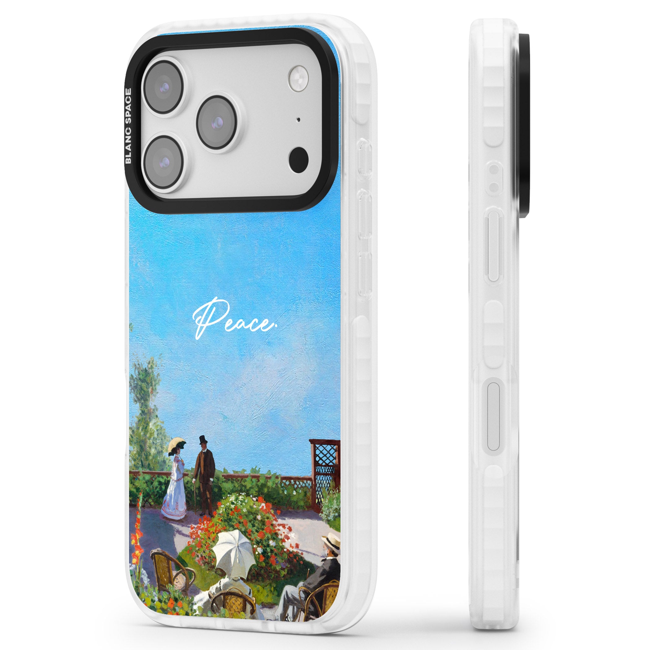 Monet Garden Terrace iPhone 17 Pro Max Impact Clear Phone Case Side Profile