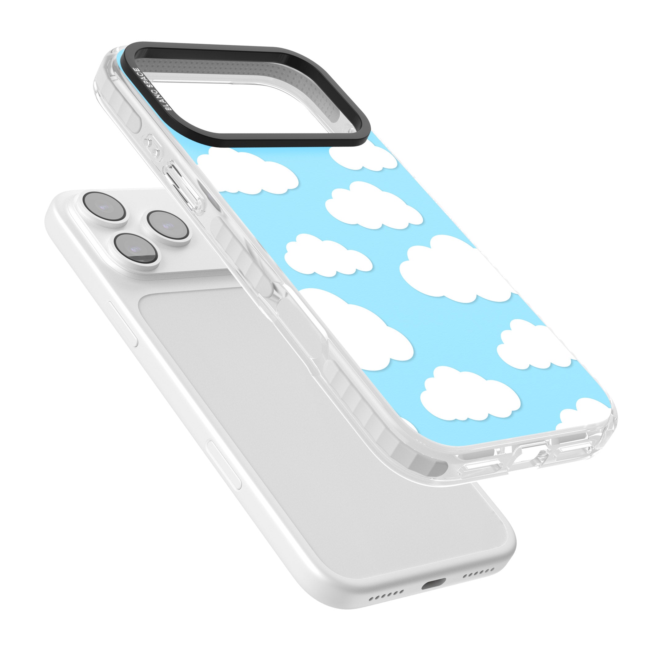 Blue Sky & Clouds Pattern iPhone 17 Pro Max Impact Clear Phone Case Colours