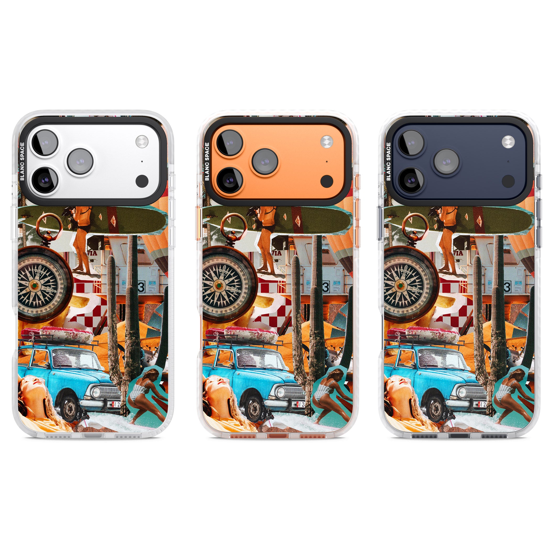Vintage Collage: Road Trip iPhone 17 Pro Impact Clear Phone Case APT Impact Protection