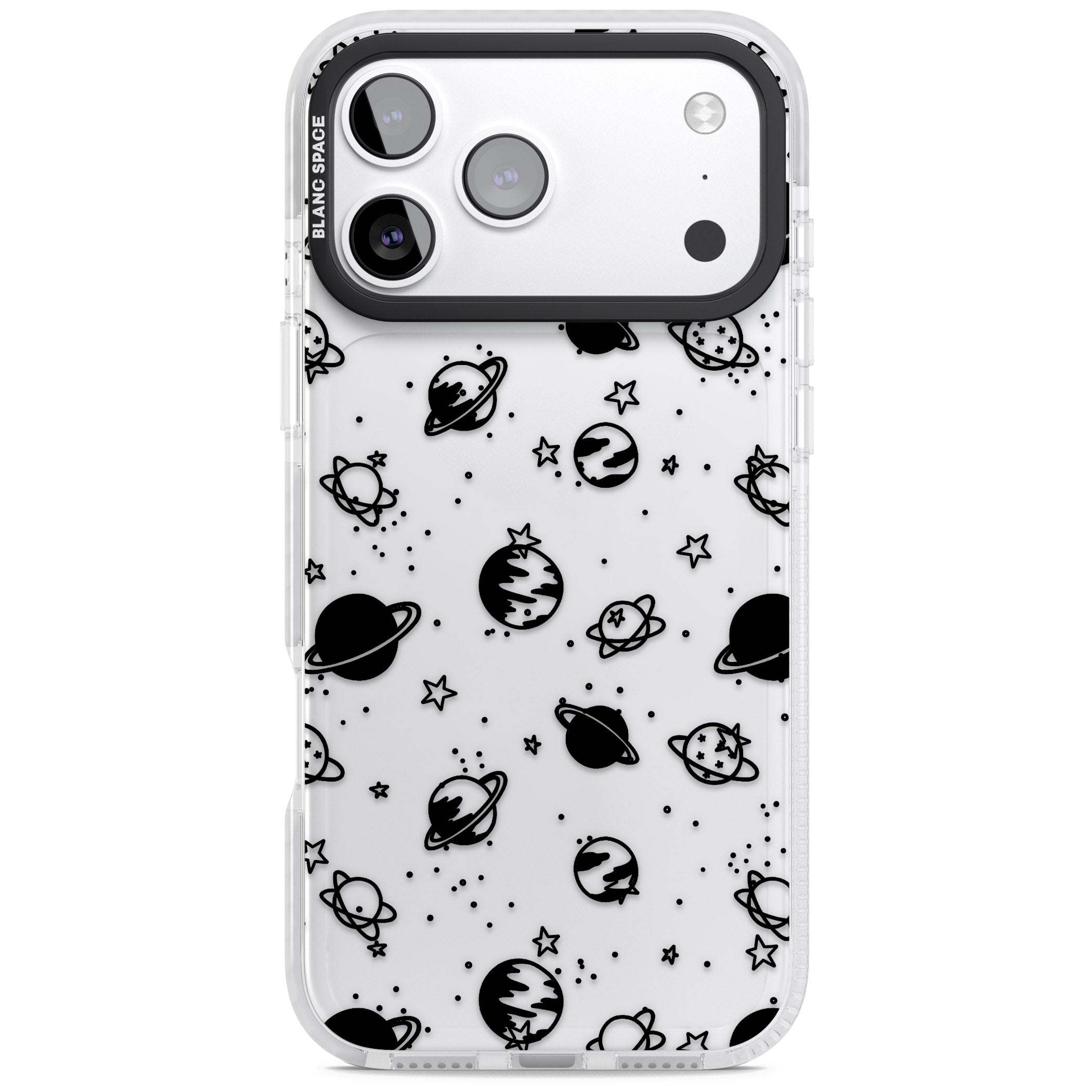 Black Planets iPhone 17 Pro Max Impact Clear Phone Case
