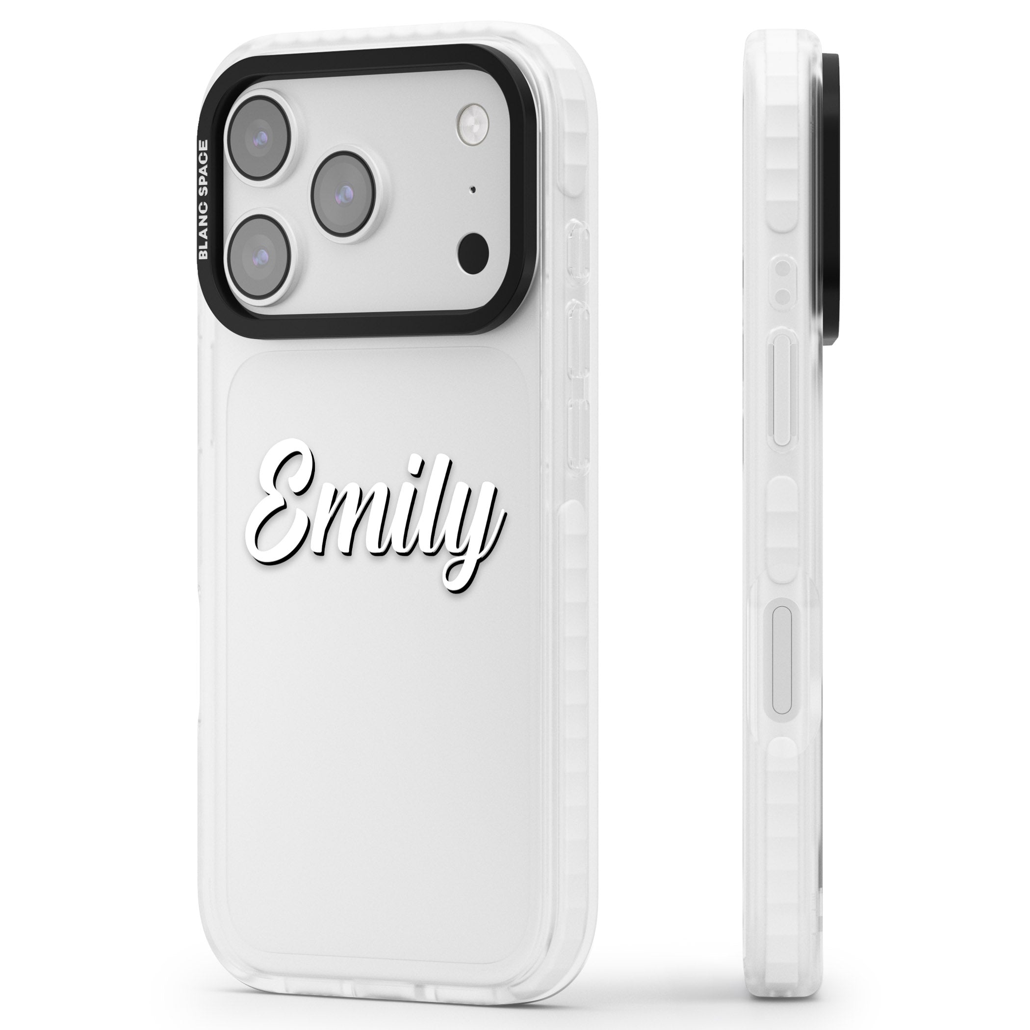 Personalised Cute Name iPhone 17 Pro Max Impact Clear Phone Case Side Profile