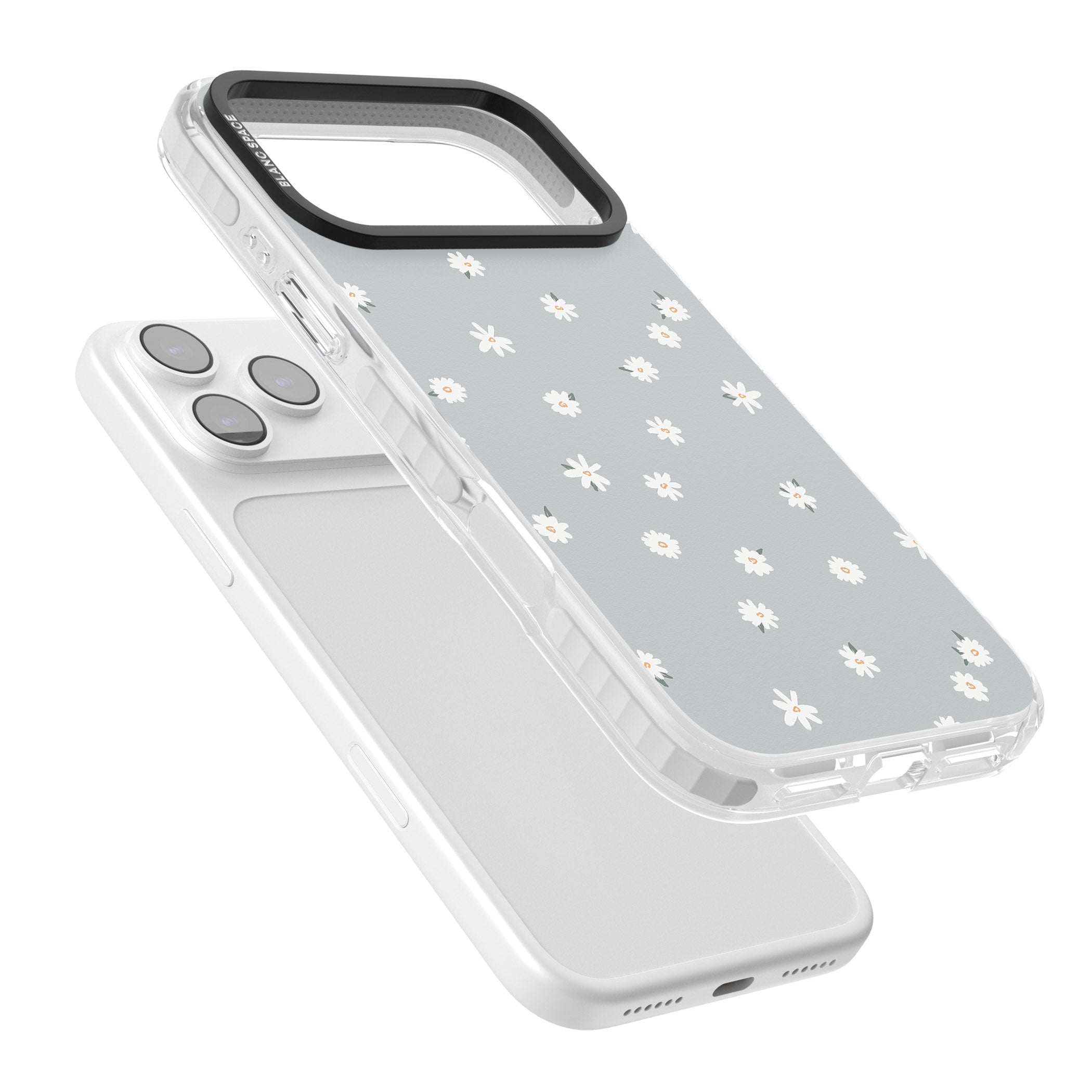 Painted Daisy Blue Grey iPhone 17 Pro Max Impact Clear Phone Case Colours