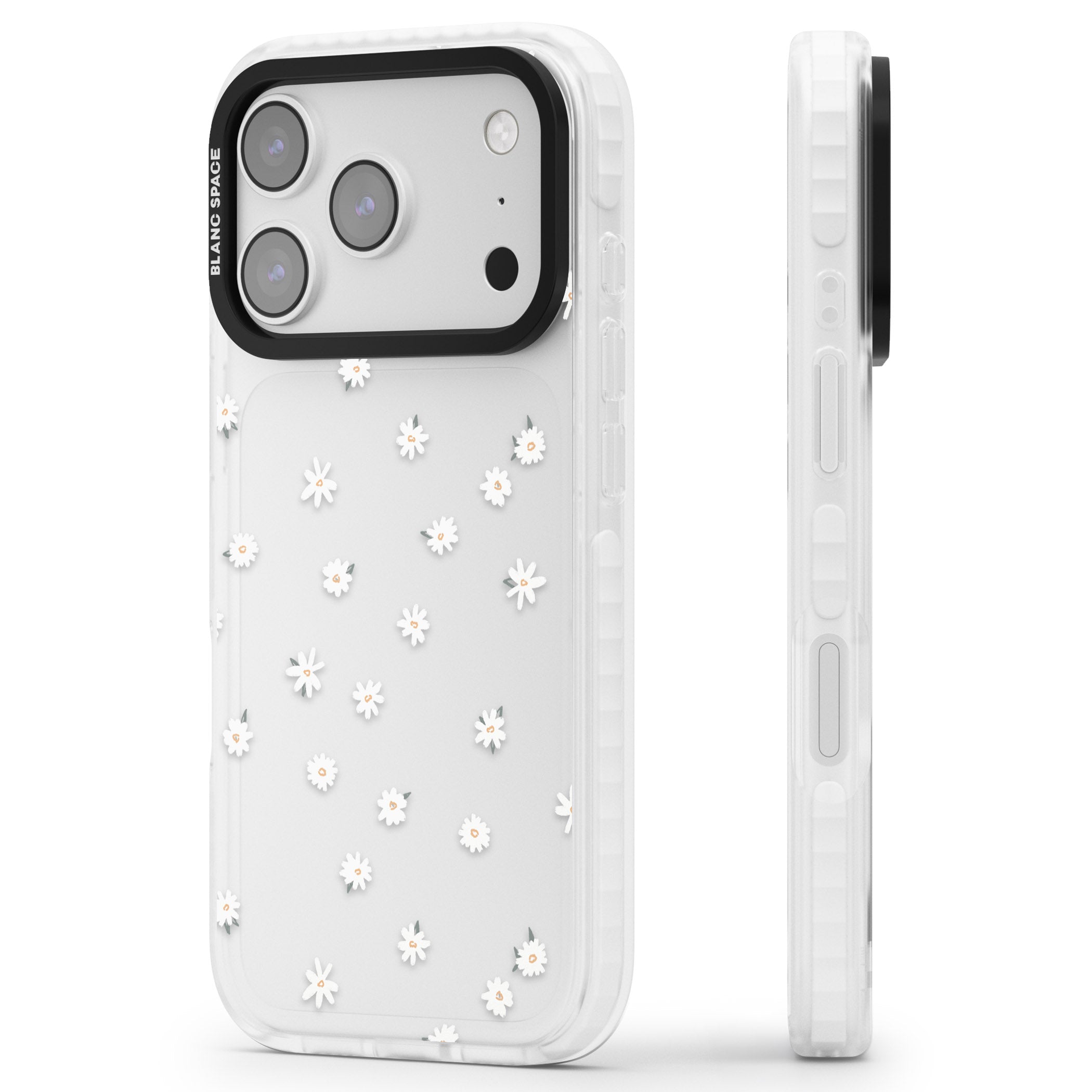 Daisy Dream Clear iPhone 17 Pro Max Impact Clear Phone Case Side Profile