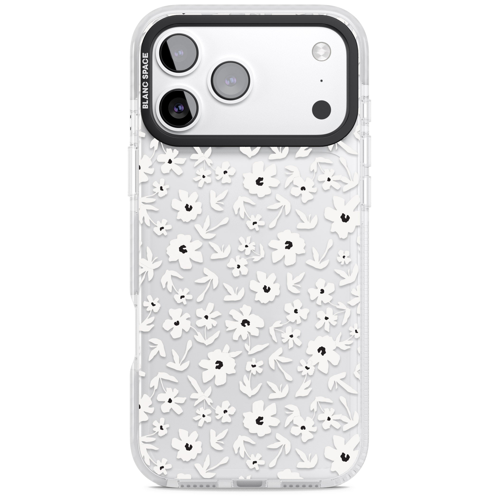 Monochrome Floral iPhone 17 Pro Max Impact Clear Phone Case