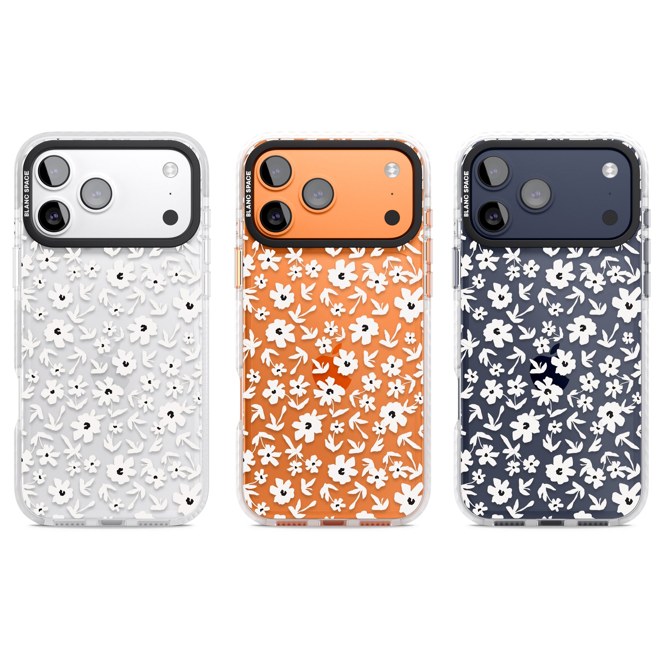 Monochrome Floral iPhone 17 Pro Impact Clear Phone Case APT Impact Protection