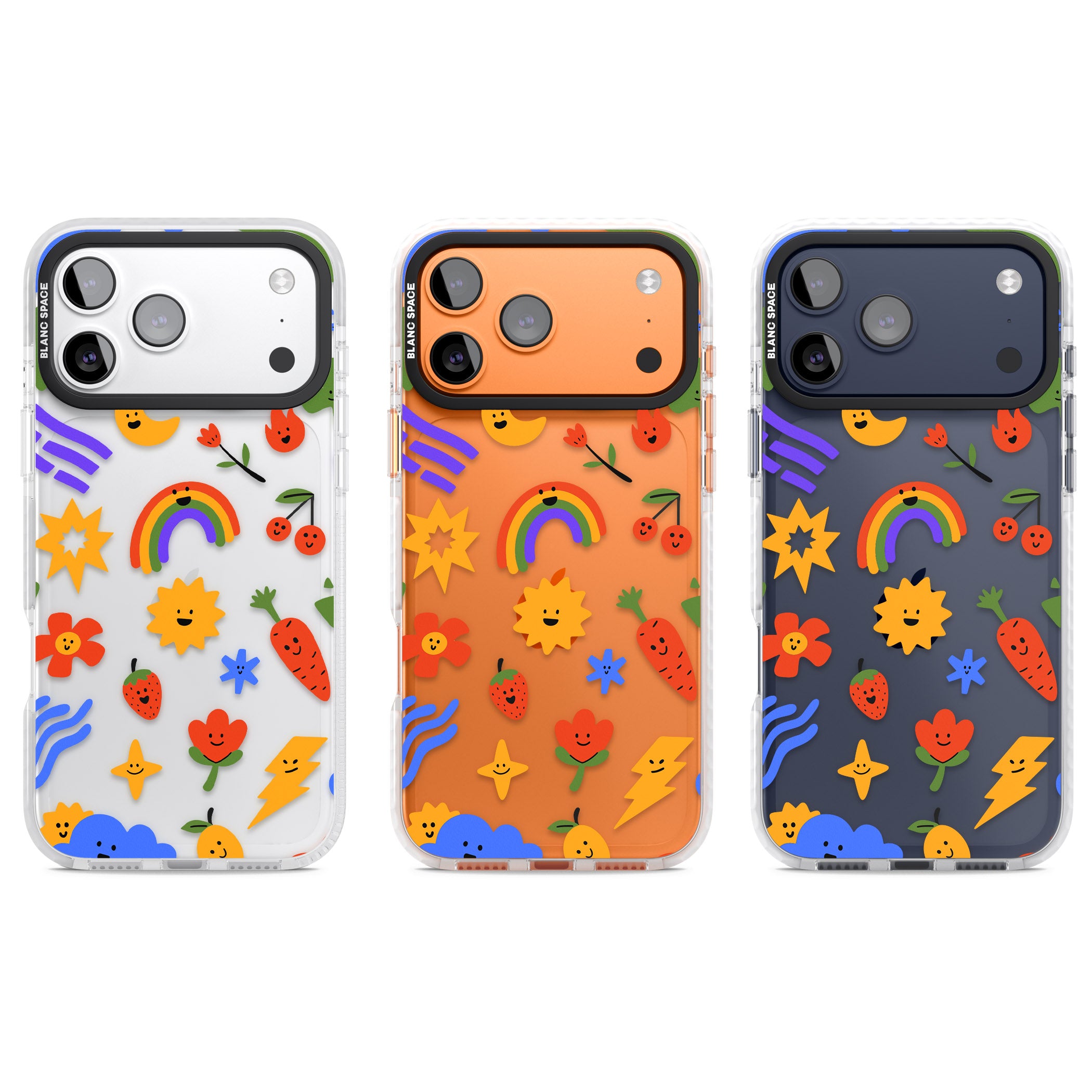Colorful Kawaii Icons iPhone 17 Pro Impact Clear Phone Case APT Impact Protection