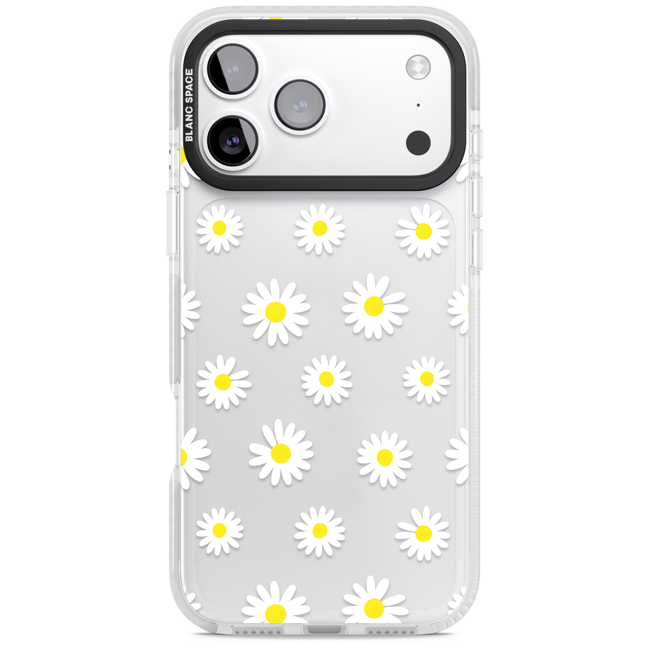 Personalised White Daisy Pattern iPhone 17 Pro Max Impact Clear Phone Case