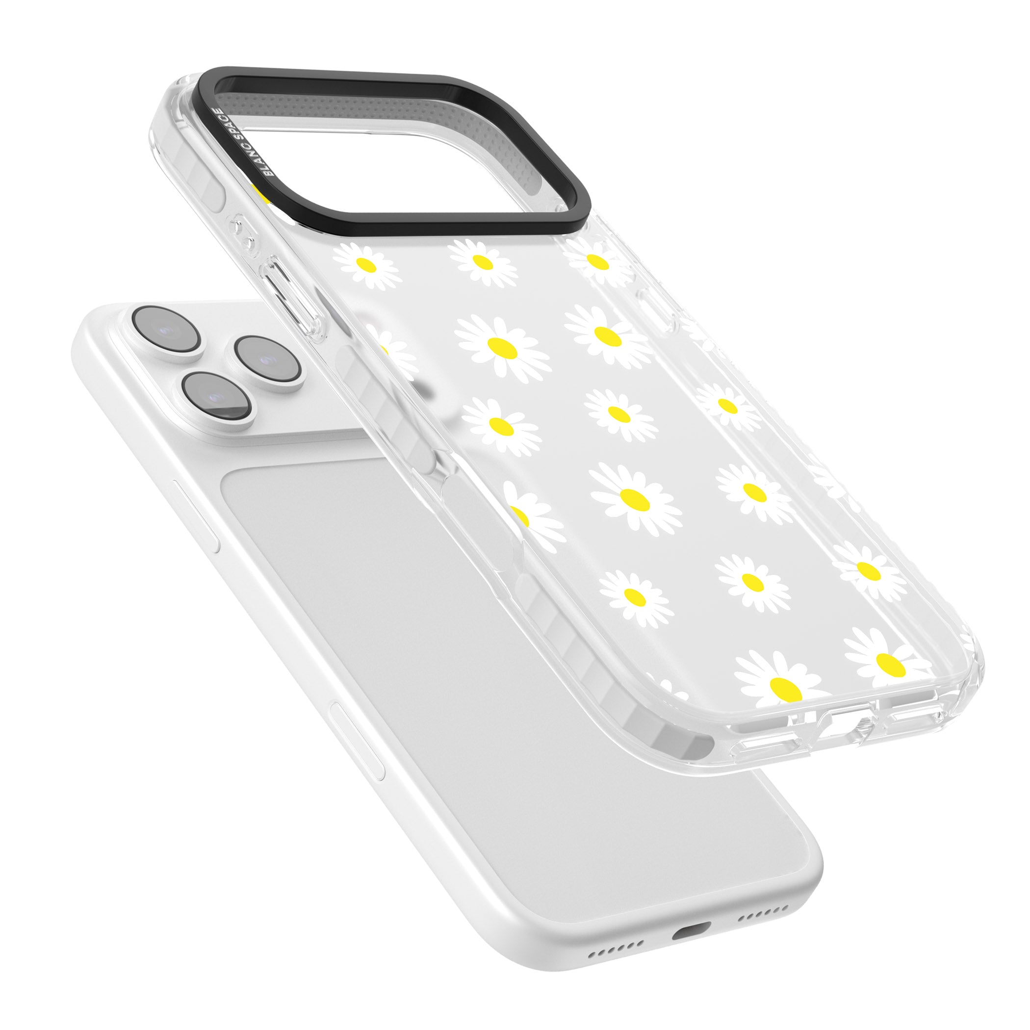 Personalised White Daisy Pattern iPhone 17 Pro Max Impact Clear Phone Case Colours