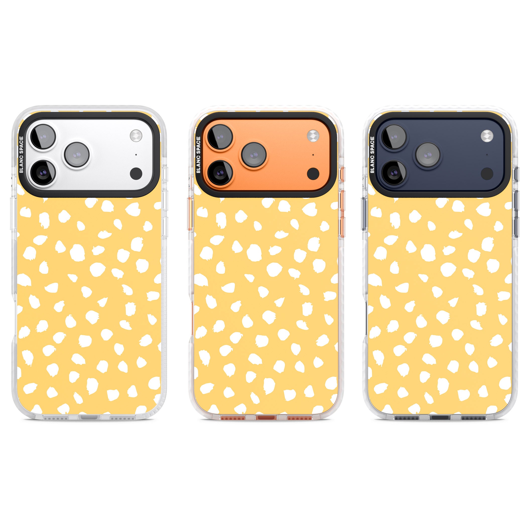 Yellow Dalmatian Dots iPhone 17 Pro Impact Clear Phone Case APT Impact Protection