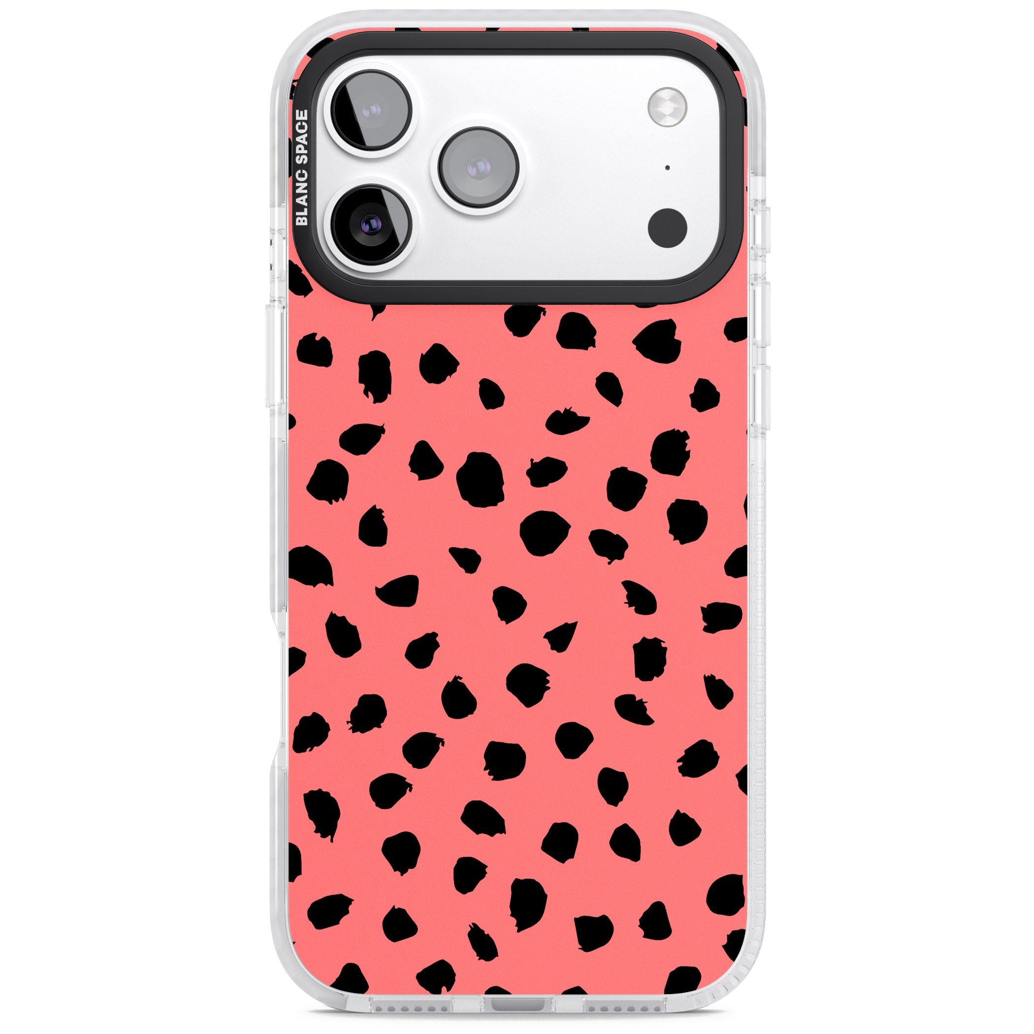 Black Dalmatian Spots On Coral iPhone 17 Pro Max Impact Clear Phone Case