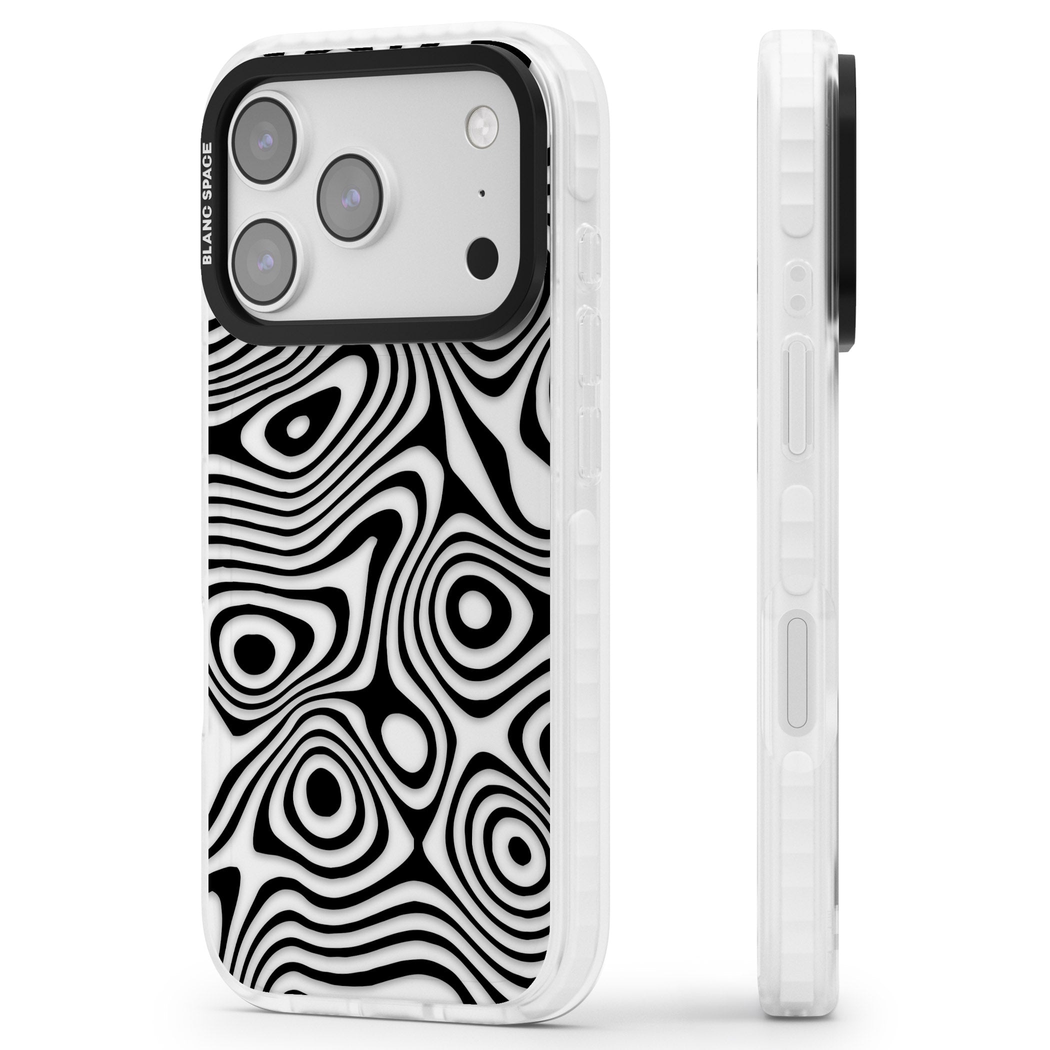 Dark Topographic Map iPhone 17 Pro Max Impact Clear Phone Case Side Profile